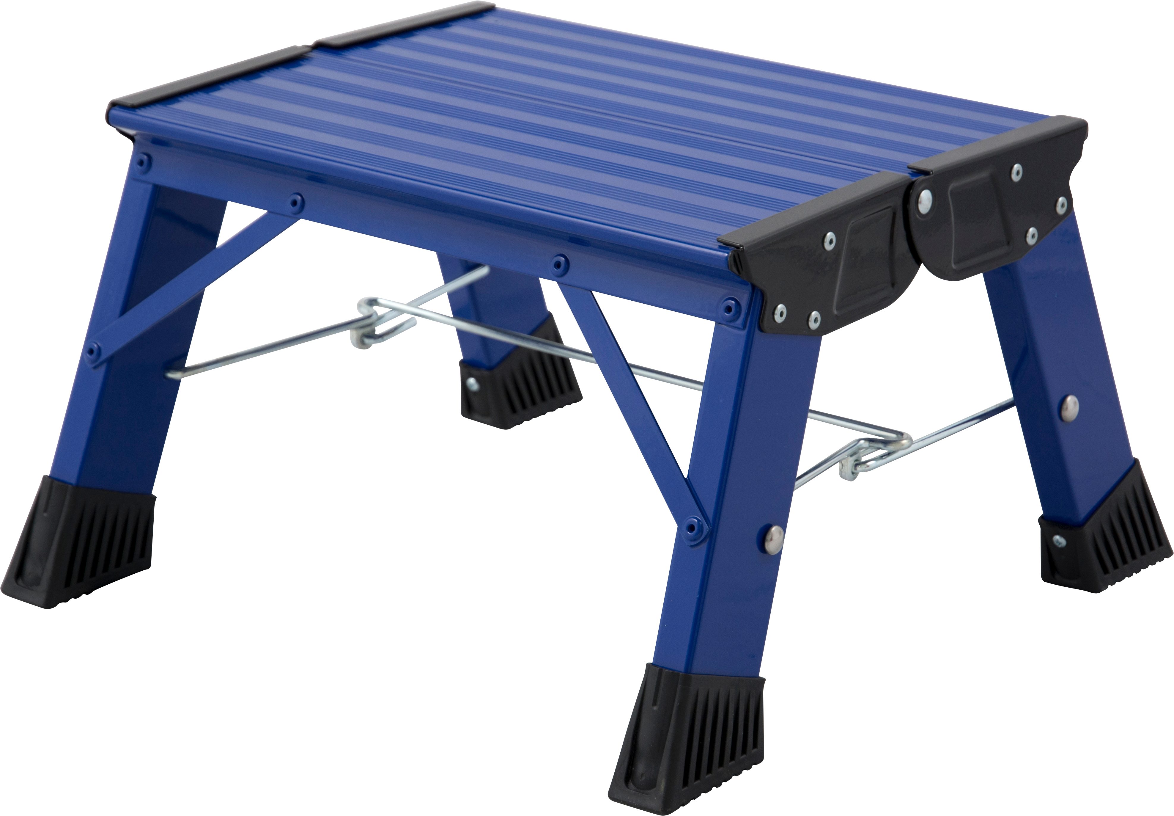 KRAUSE Trittleiter Treppy Plusline blau, Aluminium, 1x1 Stufen, Arbeitshöhe ca. 220 cm