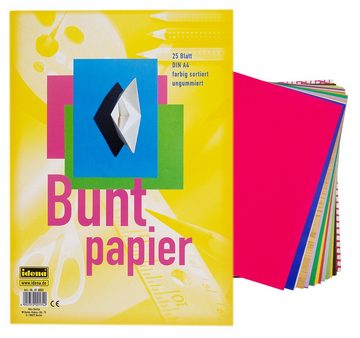 Idena Bastelkartonpapier Idena Buntpapier A4 25 Blatt,sort. ungummiert