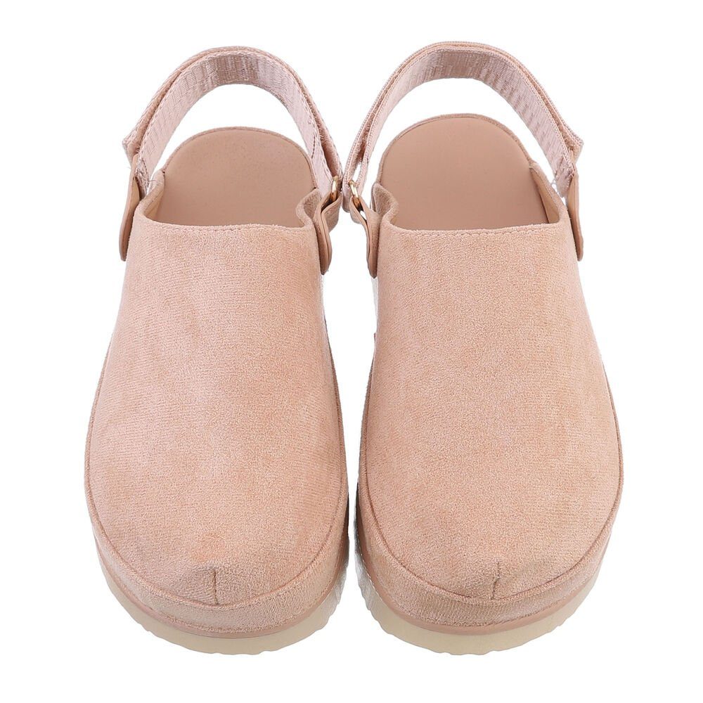 Ital-Design Komfortable Freizeit-Schuhe im modernen Design Plateausandaletten (85867665) Flach Pantoletten in Altrosa
