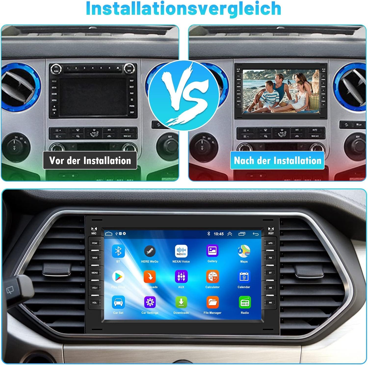 Hikity Android 2DIN 7 Zoll FM für VW mit Navi Mirror Link Rückfahrkamera Autoradio (Bluetooth-Freisprecheinrichtung WiFi, für VW T5 Golf 4 Bora Polo MK5 Passat B5 Jetta Peugeot 307)