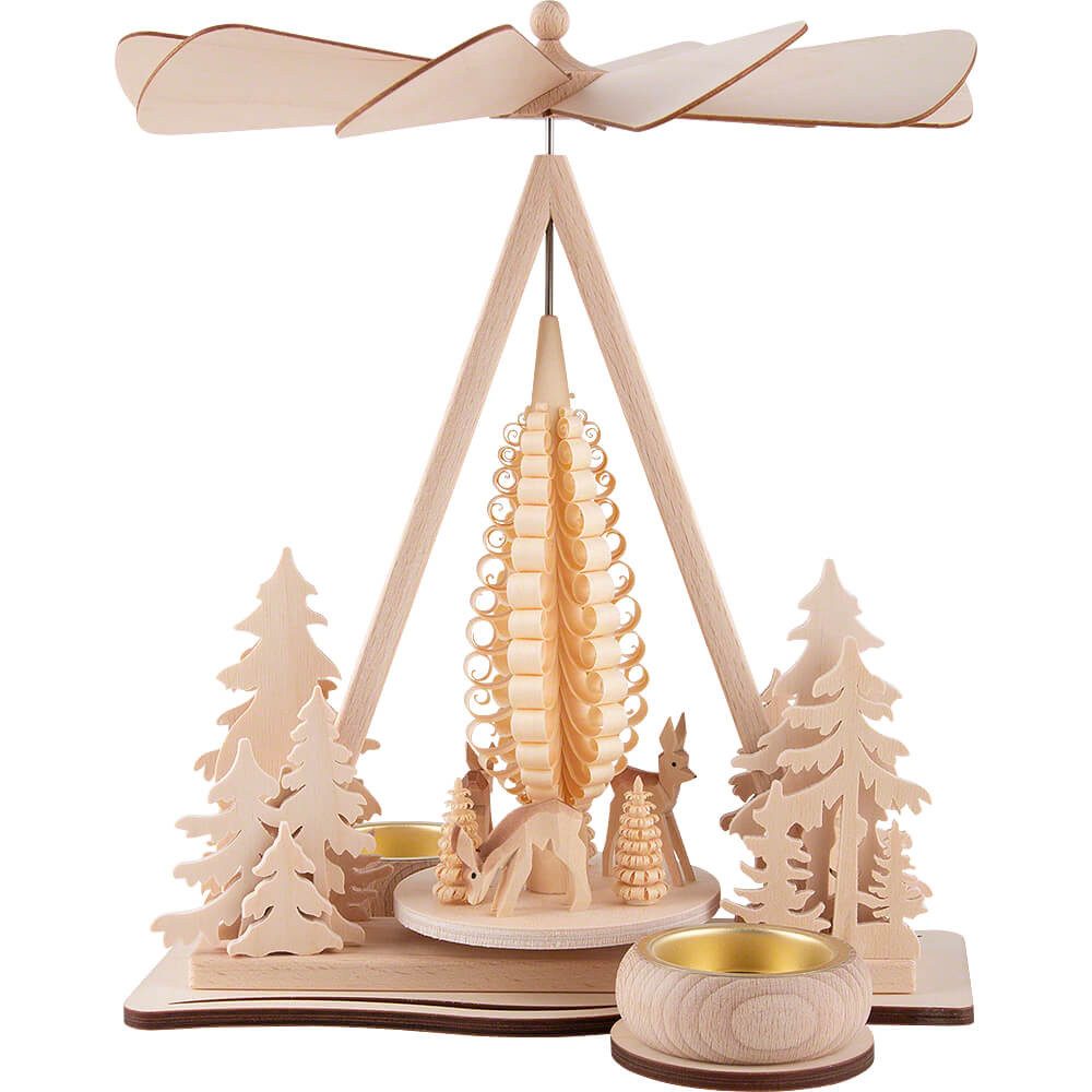 RATAGS Kunsthandwerk Weihnachtspyramide 1-stöckige Dreieckspyramide Rehgruppe (25cm) von RATAGS Holzdesign