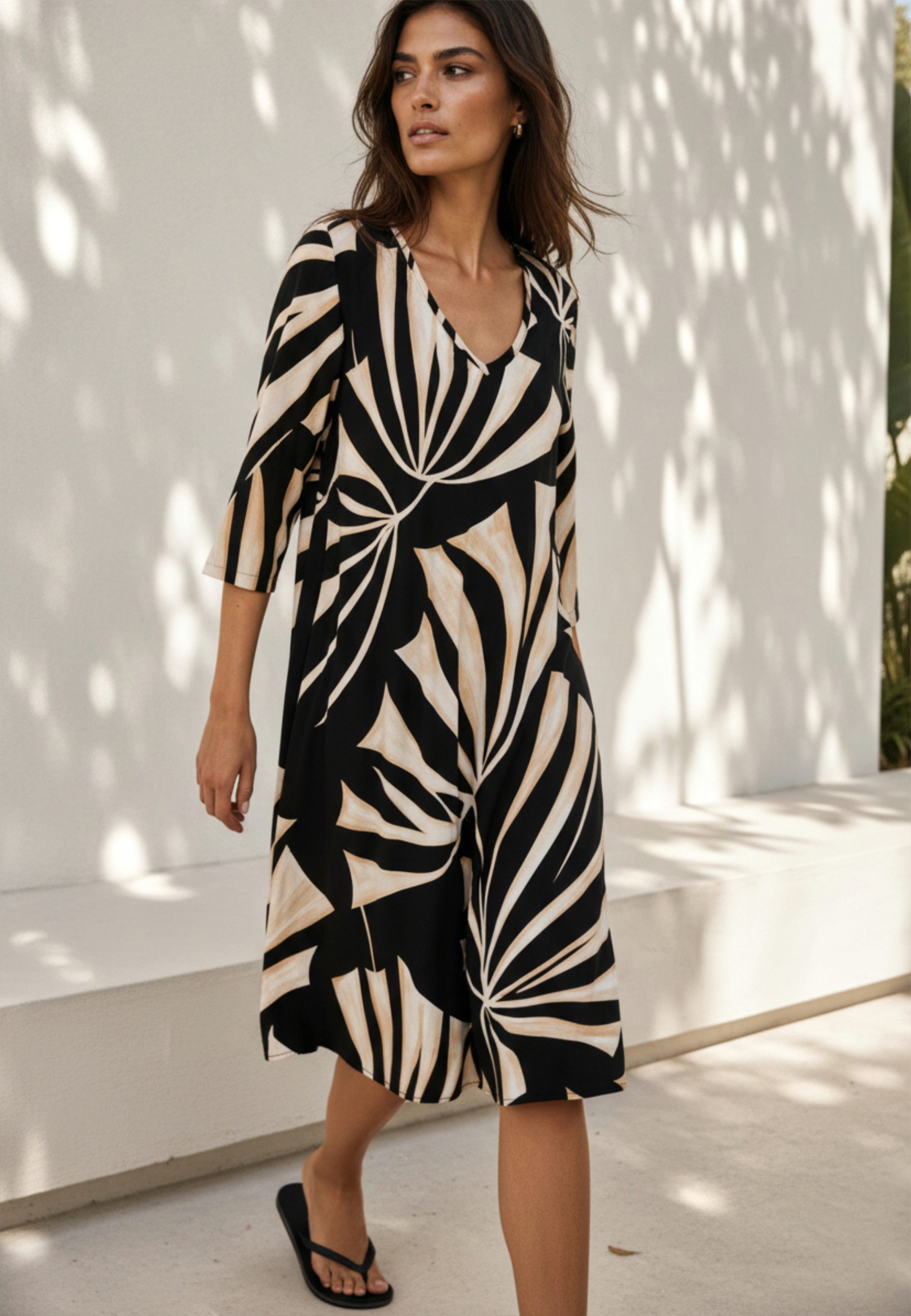 Andijamo-Fashion Sommerkleid PALM BREEZE MIDI KLEID Allover Print