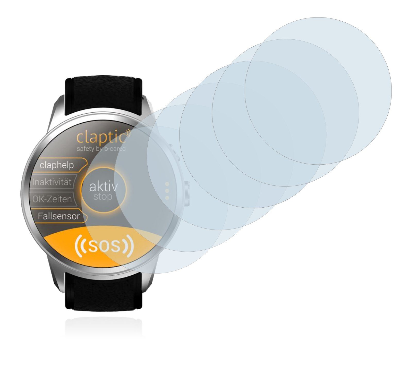 Savvies Schutzfolie für Claptic Smartwatch, Displayschutzfolie, 6 Stück,  Folie klar