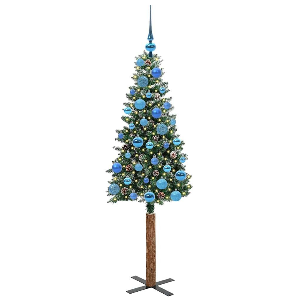 vidaXL LED Baum Schlanker Weihnachtsbaum mit 150 LEDs mit Ständer Grün 150 cm