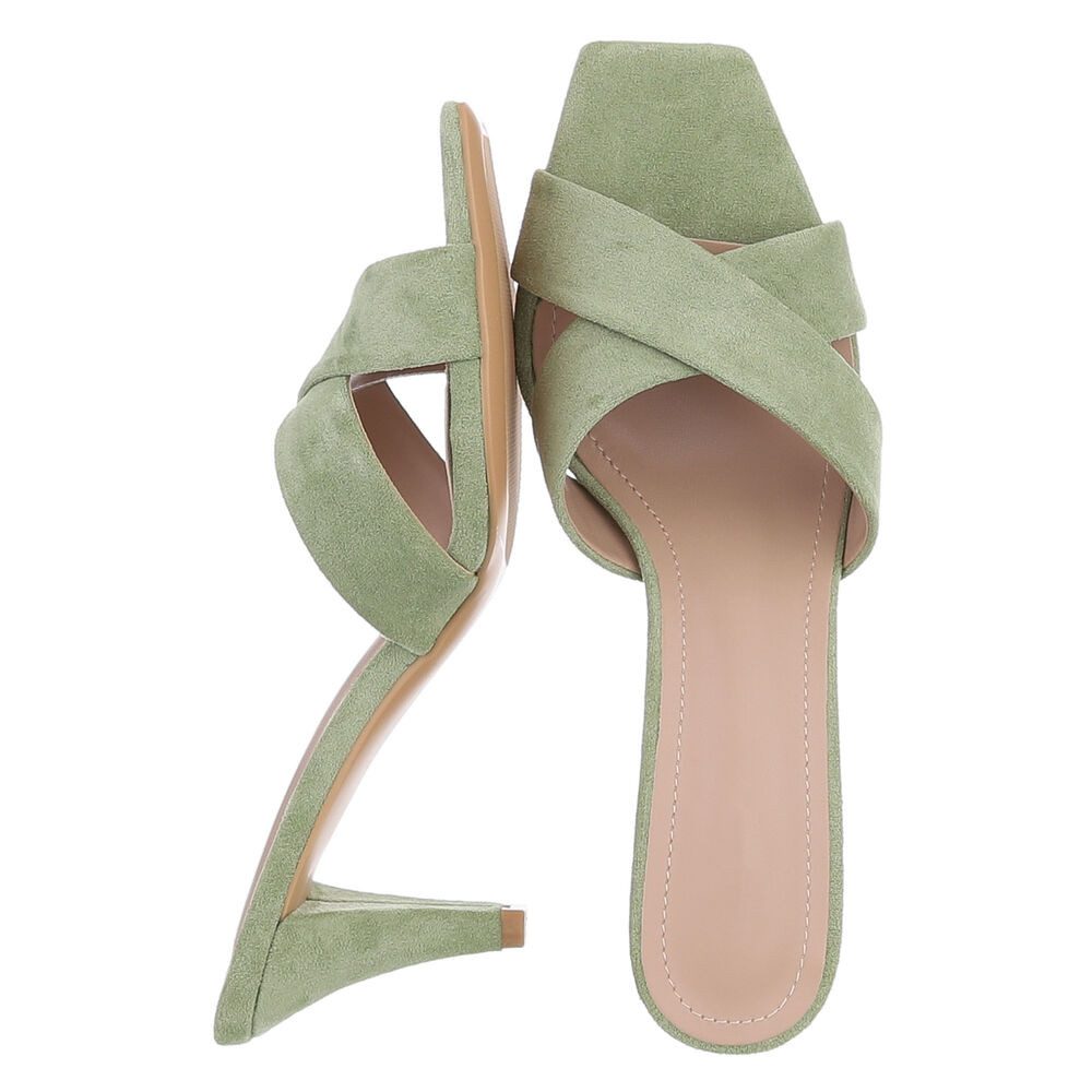 Ital-Design Damen Mules Pumps mit Stilettoabsatz und Riemen Pantolette (91895835) Pfennig-/Stilettoabsatz Sandalen & Sandaletten in Hellgrün