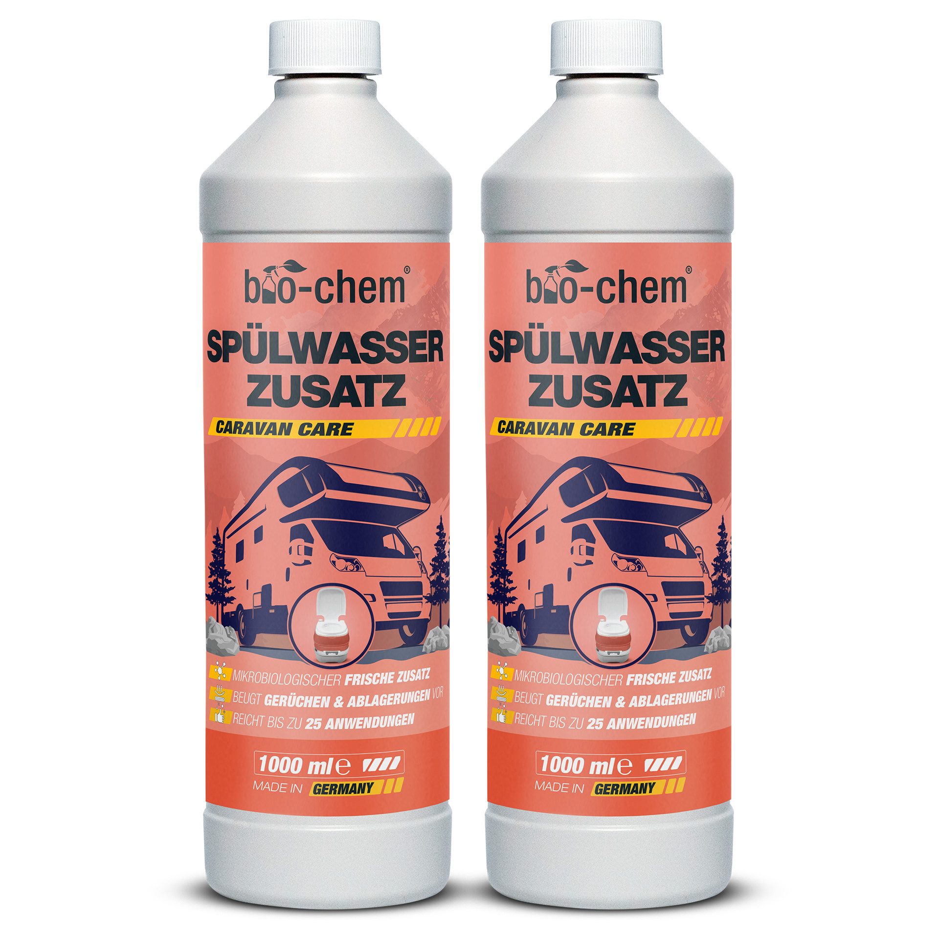 bio-chem Spülwasser-Zusatz 2x1L – Rinse-Reiniger für Toilettentanks Campingtoilettenreiniger