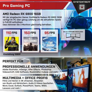 SYSTEMTREFF Gaming-PC-Komplettsystem (27", AMD Ryzen 7 7700X, Radeon RX 6800, 32 GB RAM, 1000 GB SSD, Windows 11, WLAN)