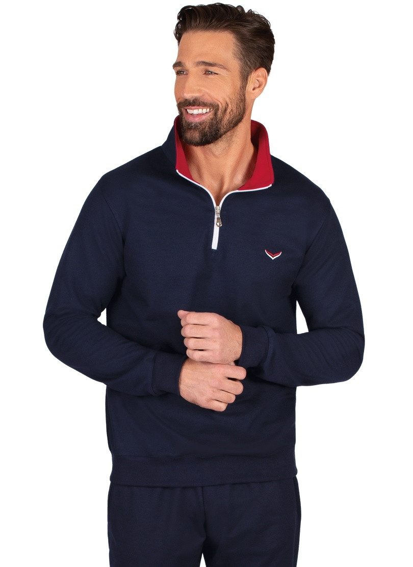 Sweatshirt TRIGEMA Sweatshirt mit Kragen und Reißverschluss