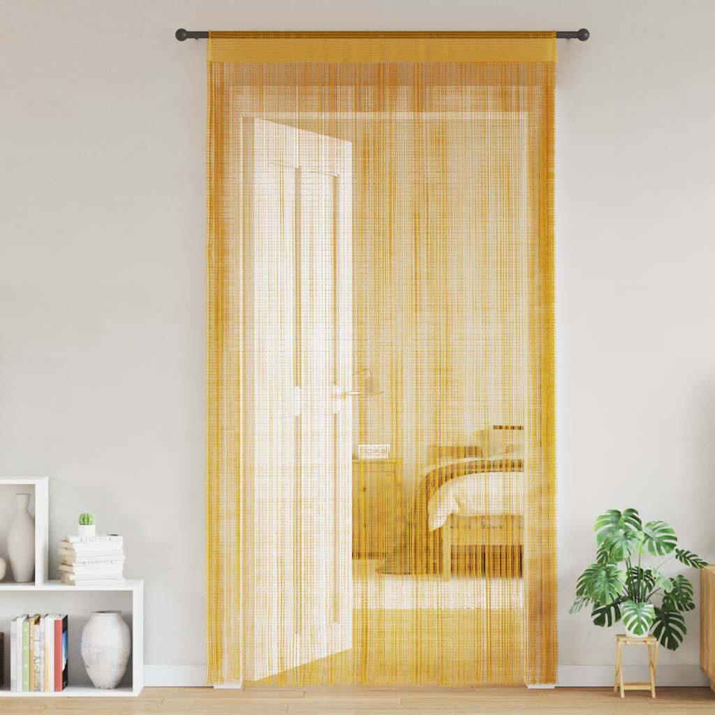 vidaXL Vorhang, Fadenvorhänge 2 Stk. Golden 100x250 cm