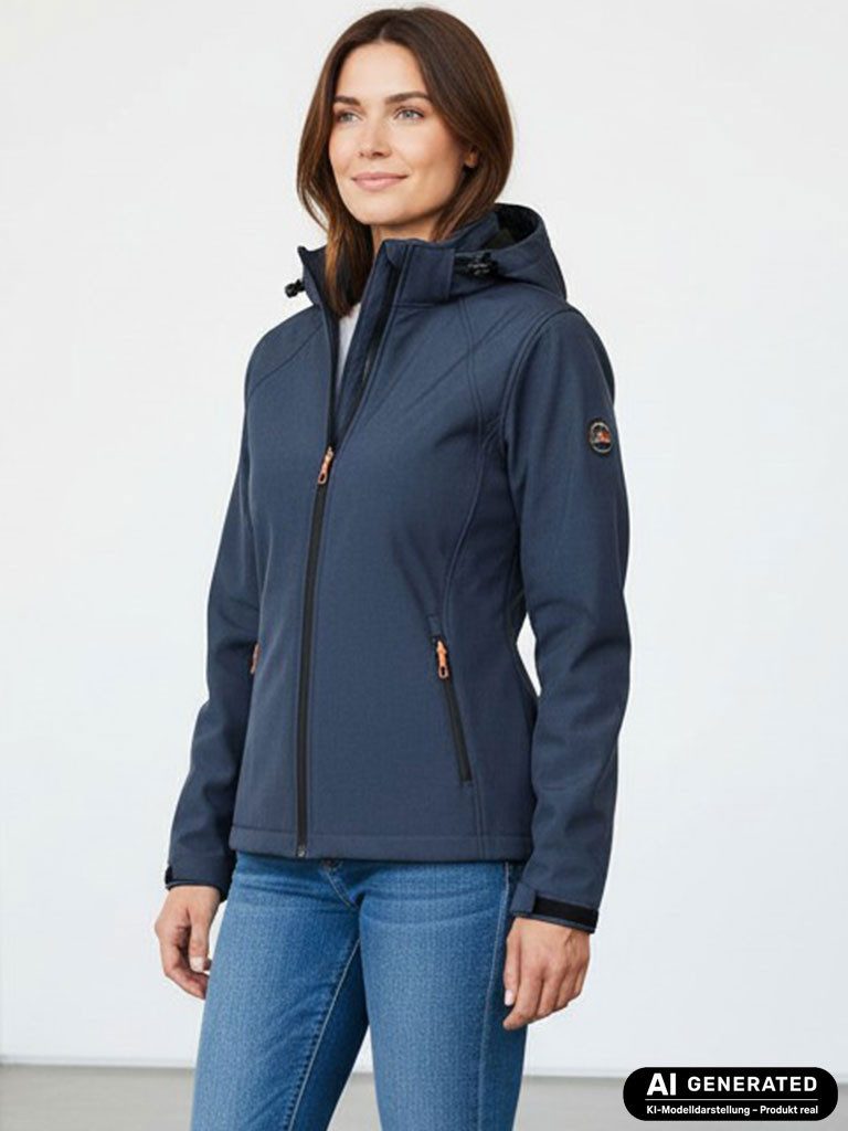 Blue Wave Softshelljacke Damen Jacke Maite Softshell mit Innenfleece - Damenjacke Winddicht Wassersäule 5000 mm, Atmungsaktiv, Kapuze abnehmbar, 3-Lagen-Laminat