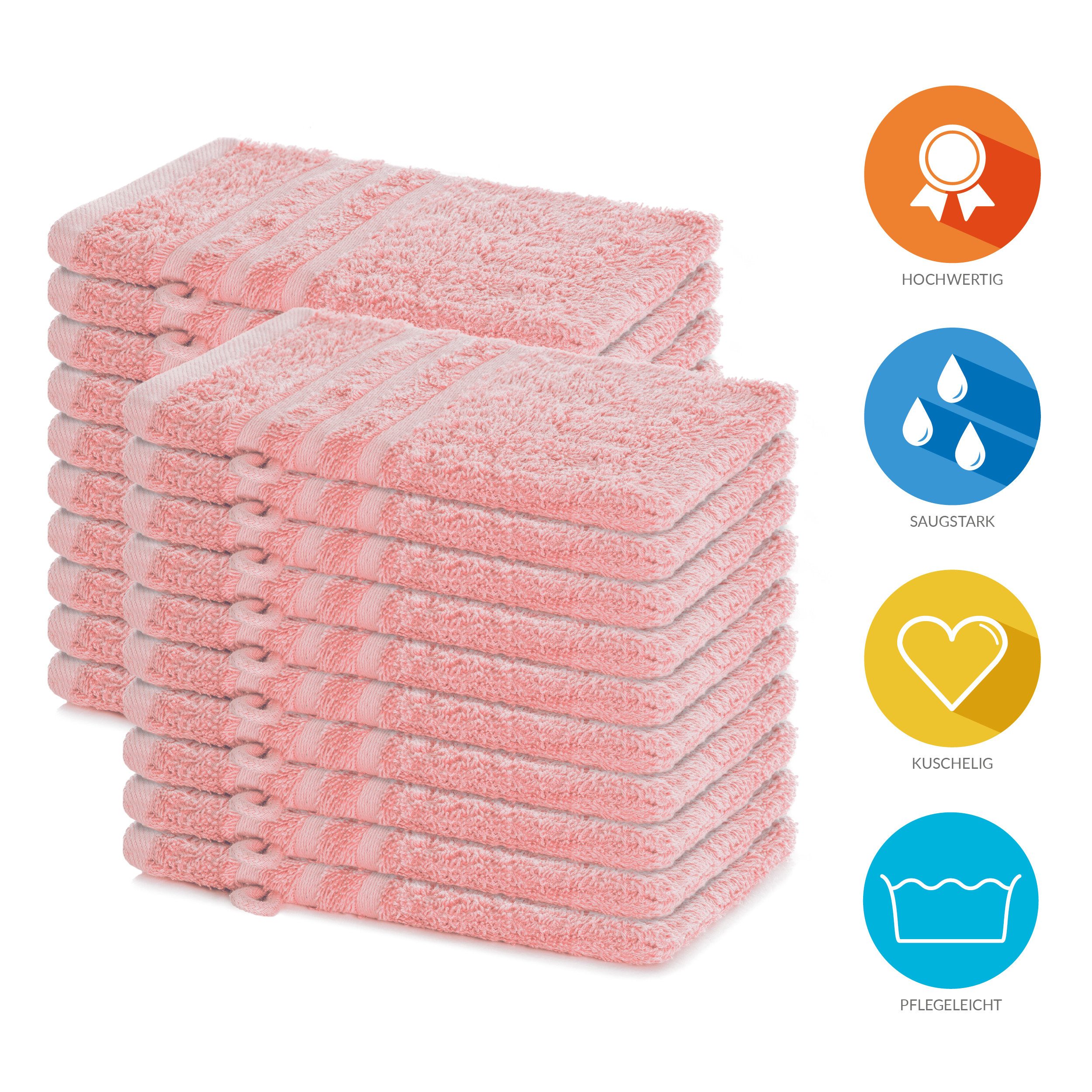 Lavea Waschhandschuh 20er Set Waschhandschuhe, 15 x 21 cm, Elena-Frottierserie, Waschlappen, (20-St), 500 g/m² Frottier, weich & saugstark, pflegeleicht