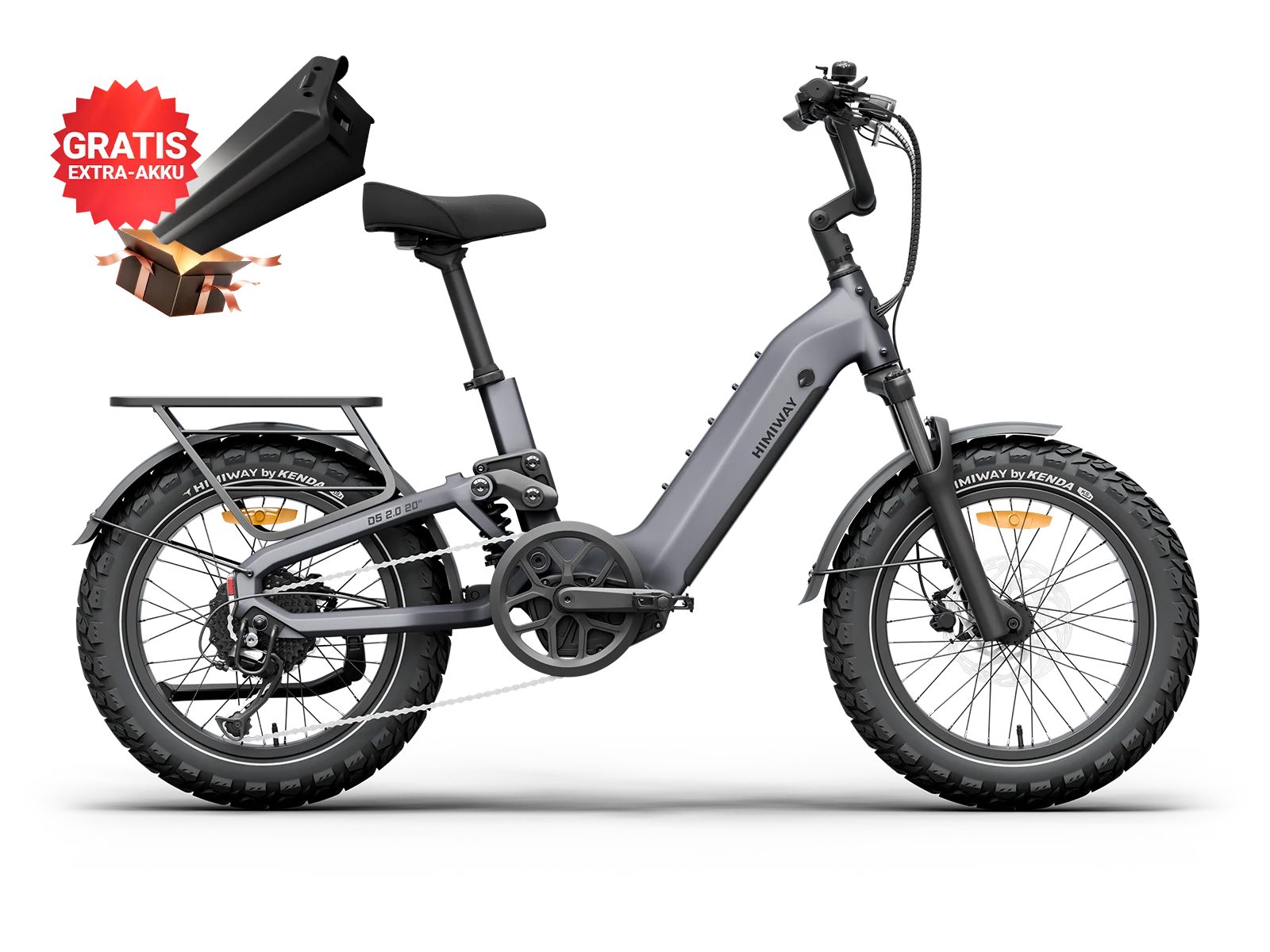DOTMALL E-Bike Cityrad Himiway D5 2.0 20" E-Bike 48V 15Ah Akku 250W Motor+Gratis Akku 20 Ah, Heckmotor, 720 Wh