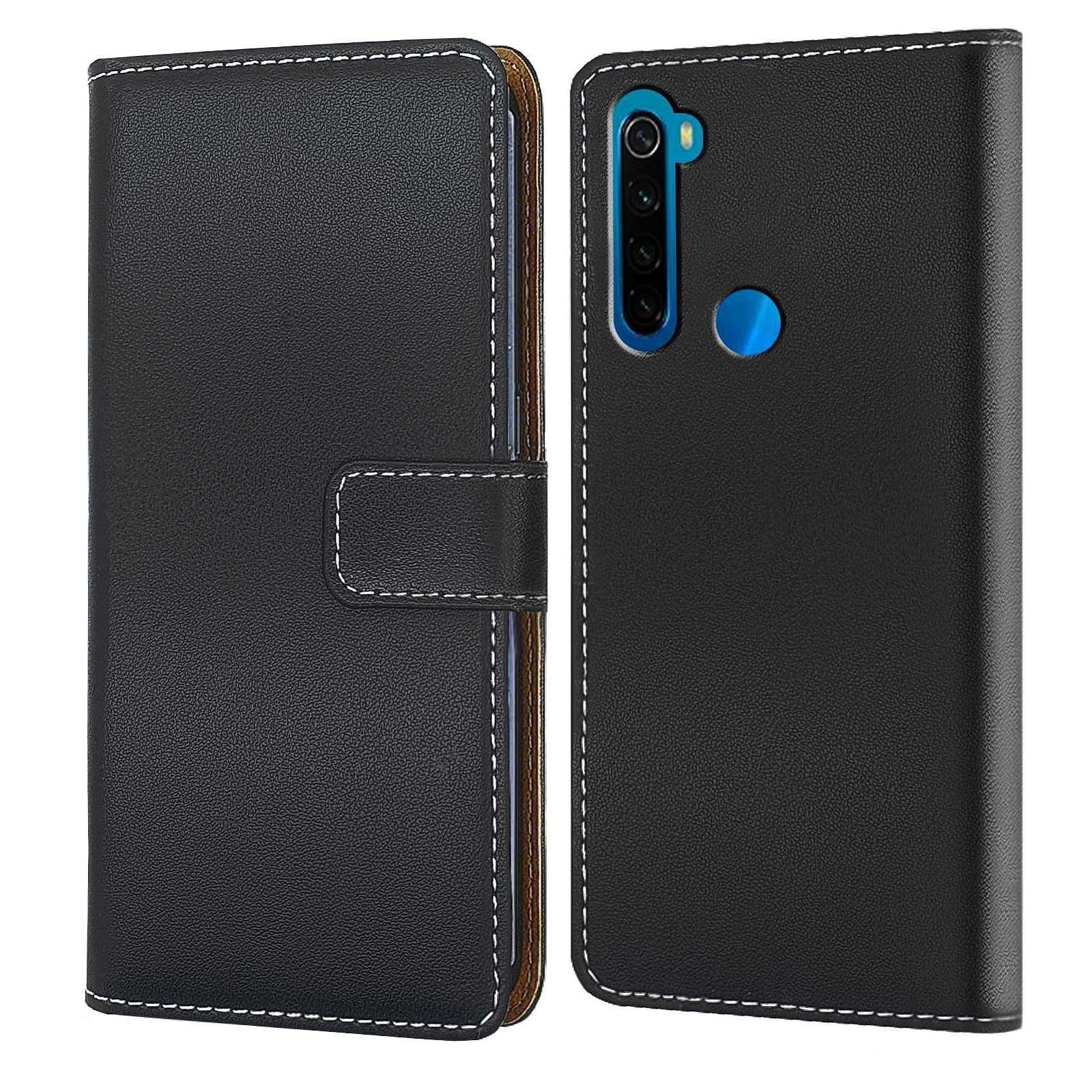 Numerva Handyhülle Bookstyle Etui Handytasche für Xiaomi Redmi Note 8 / Note 8 Pro, Klapphülle Flip Cover Schwarz