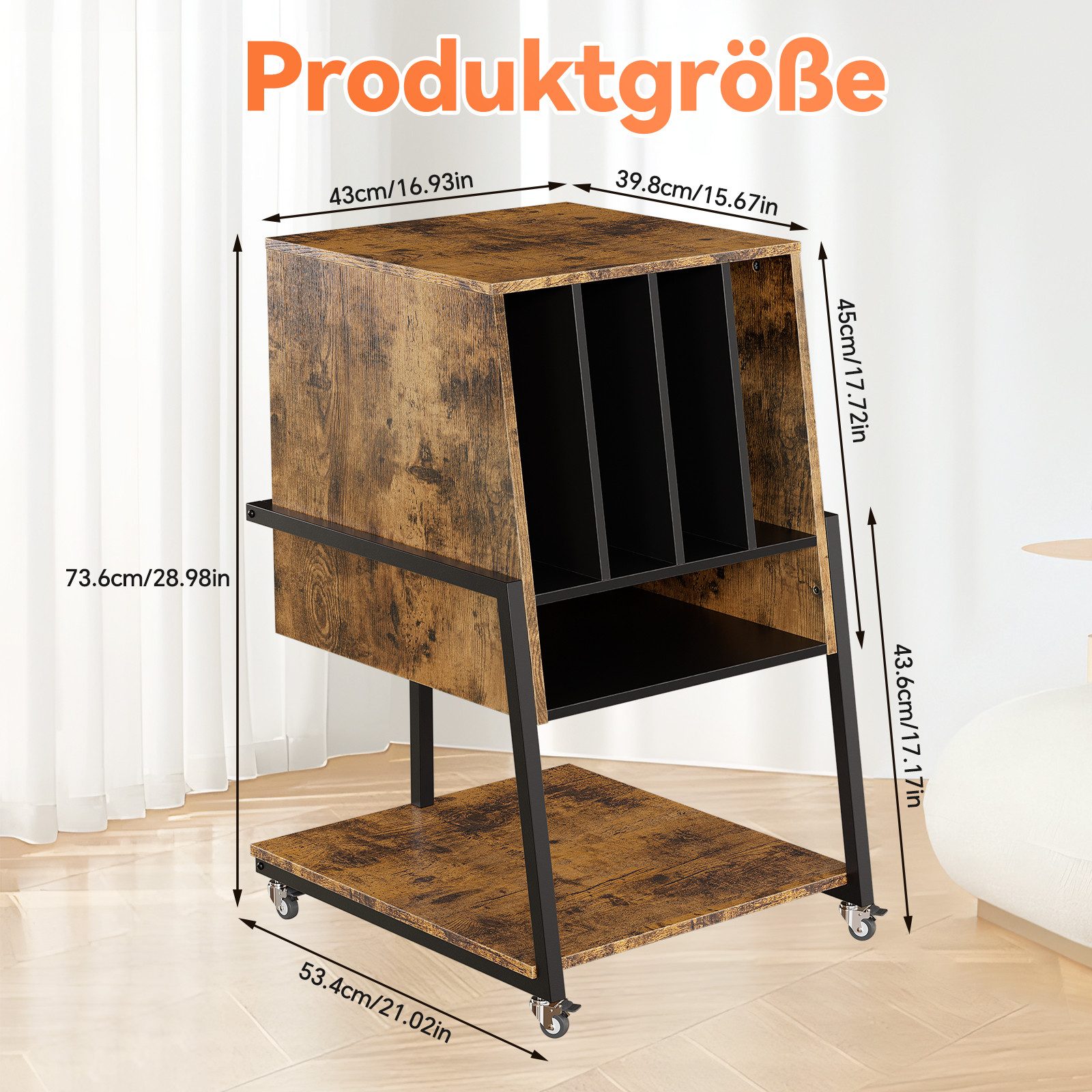 TWSOUL TV-Regal Plattenspieler Tisch HiFi Rack TV Rack mit Rollen aus Holz günstig online kaufen