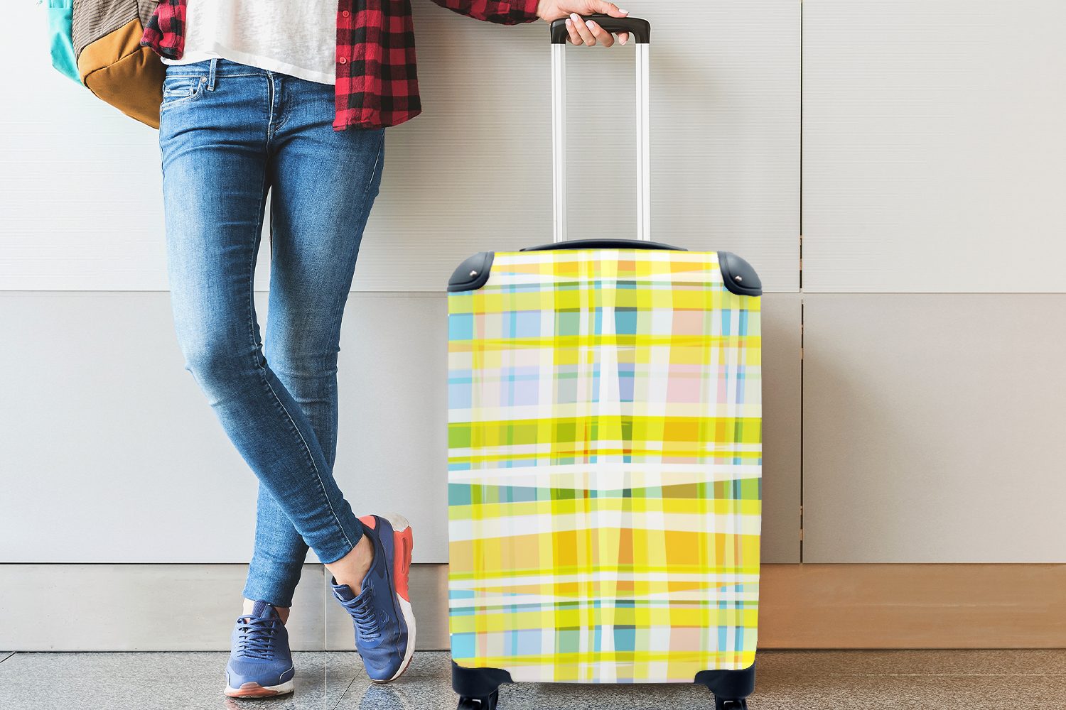 MuchoWow Handgepäckkoffer Gelb Sommer, rollen, Ferien, - Muster Reisetasche - Handgepäck Trolley, Reisekoffer 4 mit Rollen, für