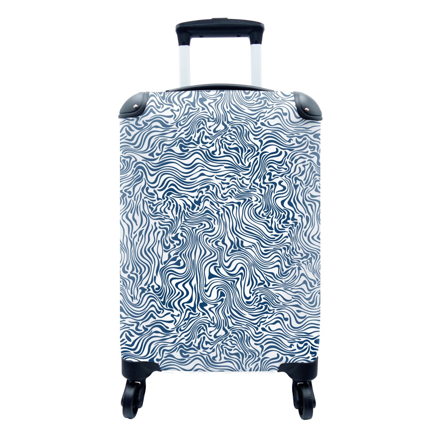 MuchoWow Handgepäckkoffer Muster - Abstrakt - Blau, 4 Rollen, Reisetasche mit rollen, Handgepäck für Ferien, Trolley, Reisekoffer