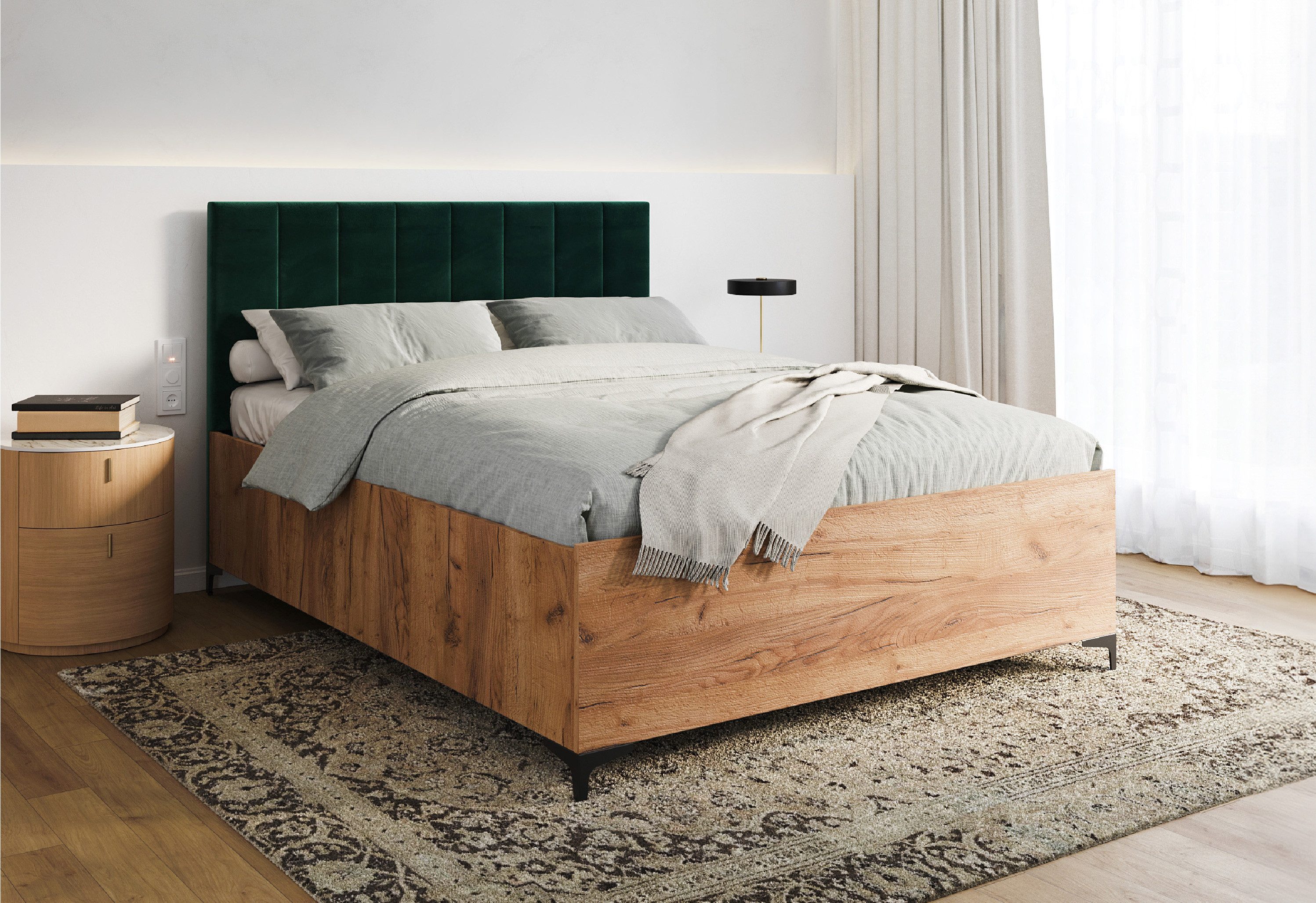 FDM Polsterbett modern mit Bettkasten MADE IN EU - mit hochwertigem Velours Bezug (verfügbar 90x200 cm, 120x200 140x200 160x200 180x200cm, Bettrahmen, Bett, mit großen gepolsterten Kopfteil, mit Bettkasten zum aufklappen), Hebbarer Metallrahmen, Bettkasten, mit/ohne Matratze