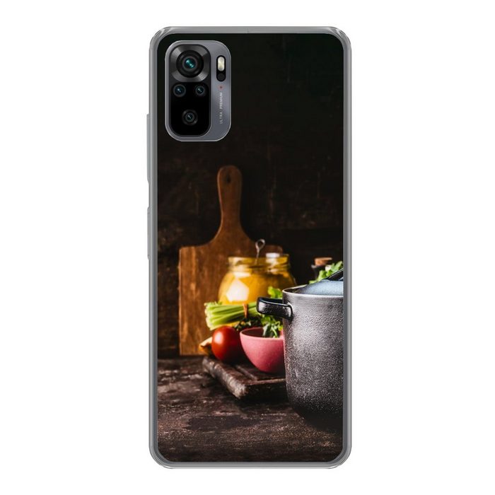 MuchoWow Handyhülle Rustikal - Stilleben - Pfanne - Gemüse Phone Case Handyhülle Xiaomi Redmi Note 10 Silikon Schutzhülle