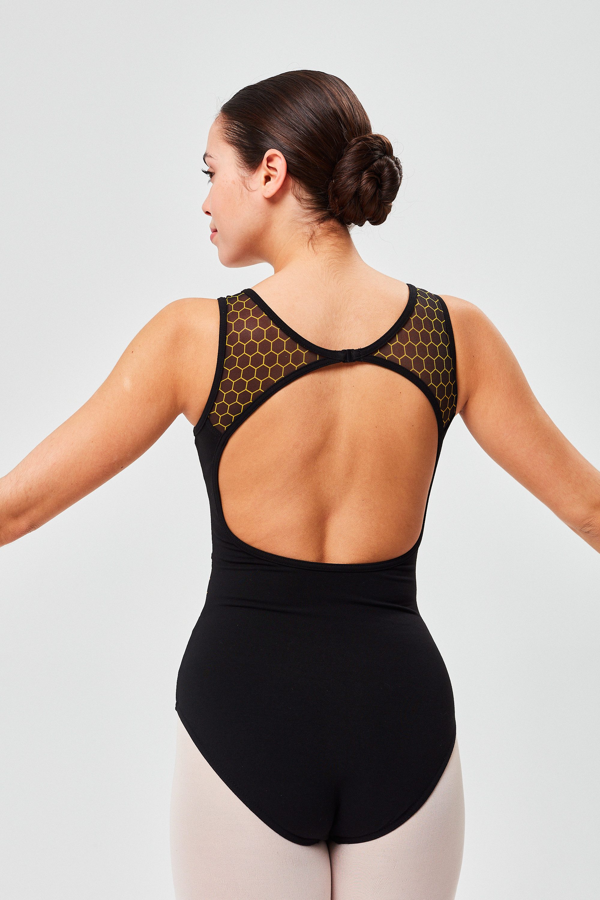 tanzmuster Body Ärmelloses Damen Ballett Trikot Bea Tanzbody mit Mesh Einsätzen