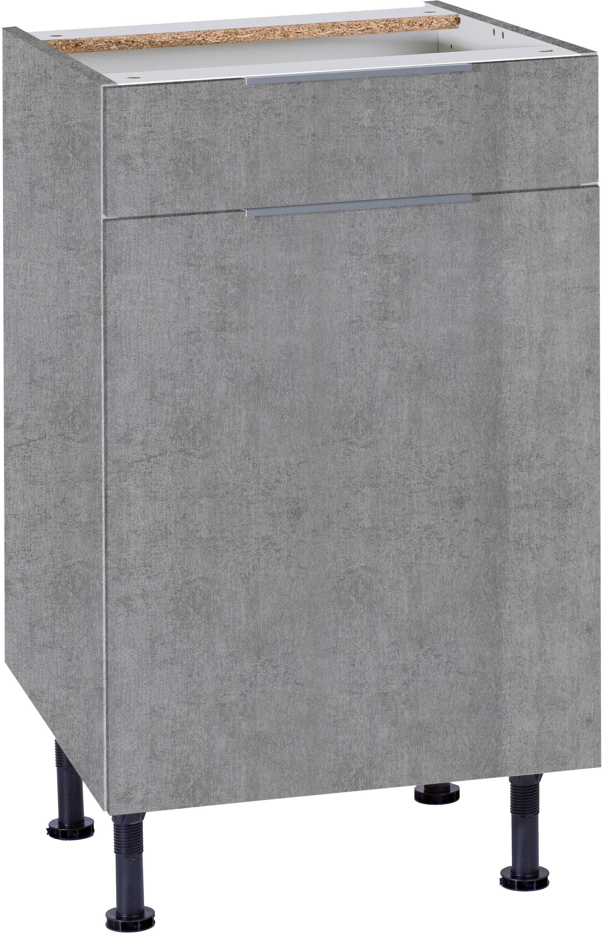 OPTIFIT Unterschrank Tara mit Vollauszug und Soft-Close-Funktion, Breite 50 cm betonfarben | betonfarben