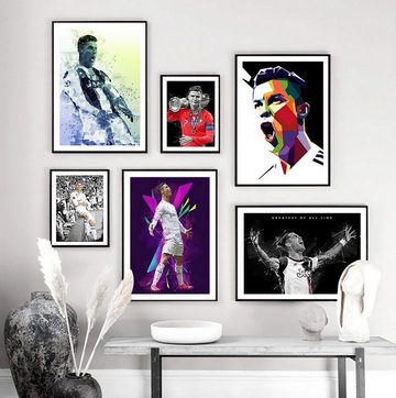 TPFLiving Kunstdruck (OHNE RAHMEN) Poster - Leinwand - Wandbild, Berühmte Fußballspieler - Christiano Ronaldo (Leinwand Wohnzimmer, Leinwand Bilder, Kunstdruck), Leinwandbild bunt - Größe 10x15cm