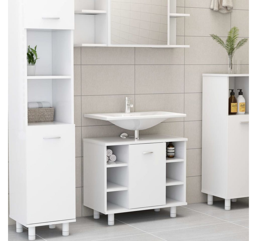 Thumbnail - vidaXL Waschtisch Badezimmer Schrank Waschtischschrank Unterschrank Weiß 60x32x53,5 cm S
