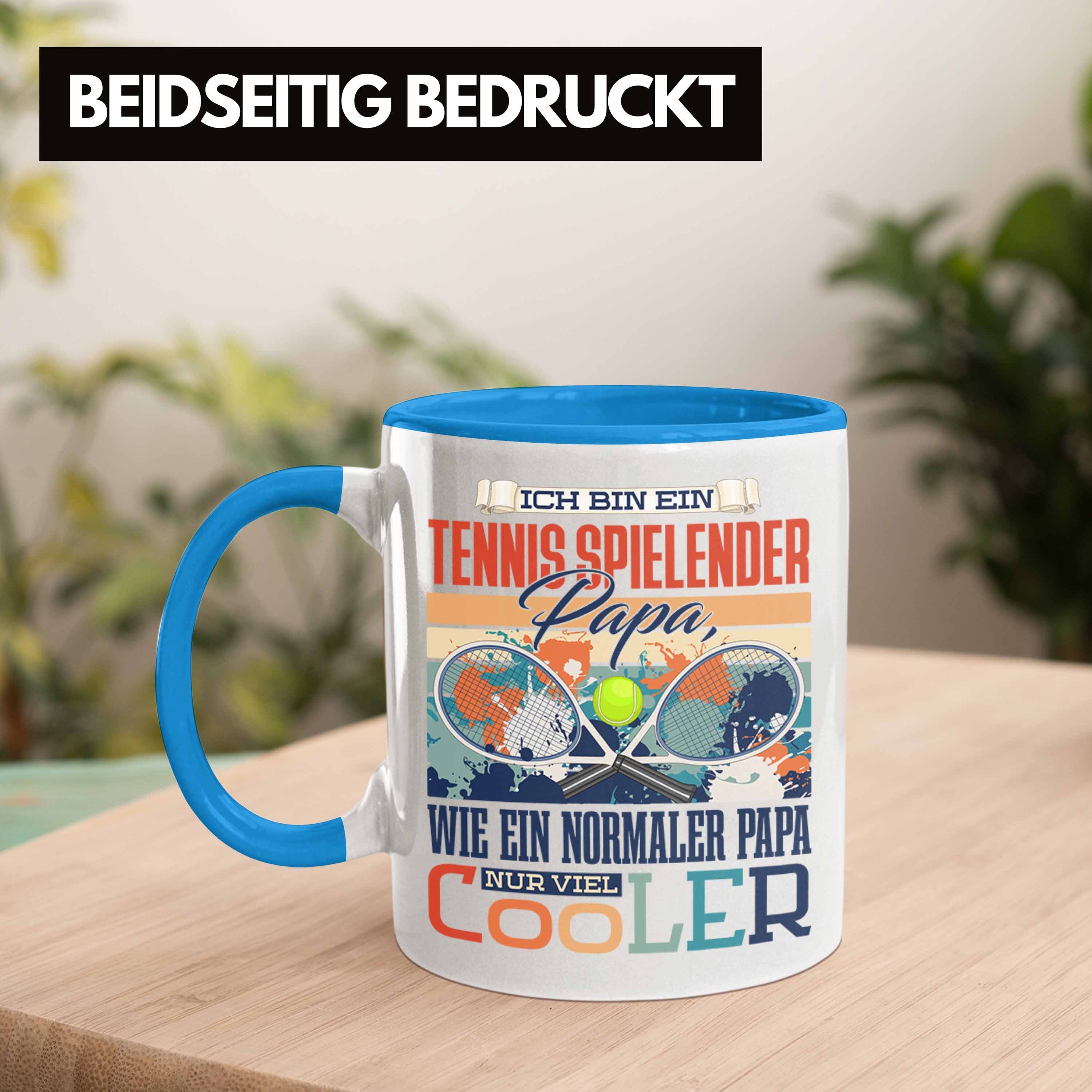 Papa Tennis Blau - Vater Tasse Vaterta Geschenkidee Trendation Tasse Trendation zum Geschenk