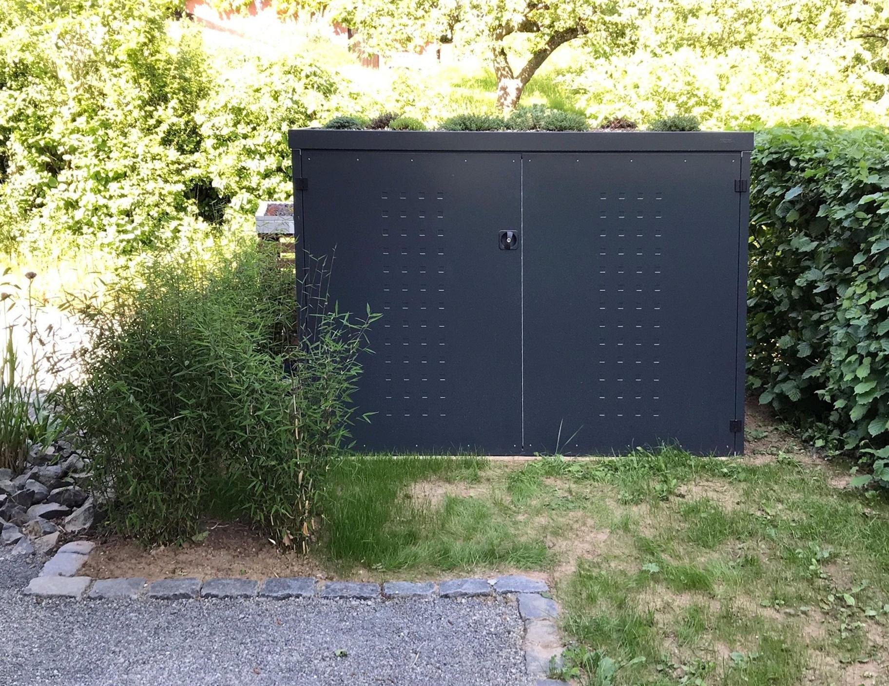 reinkedesign Fahrradbox Fahrradgarage Typ-FW, 3 Fahrräder, Pflanzenwanne, Aluminium Anthrazit