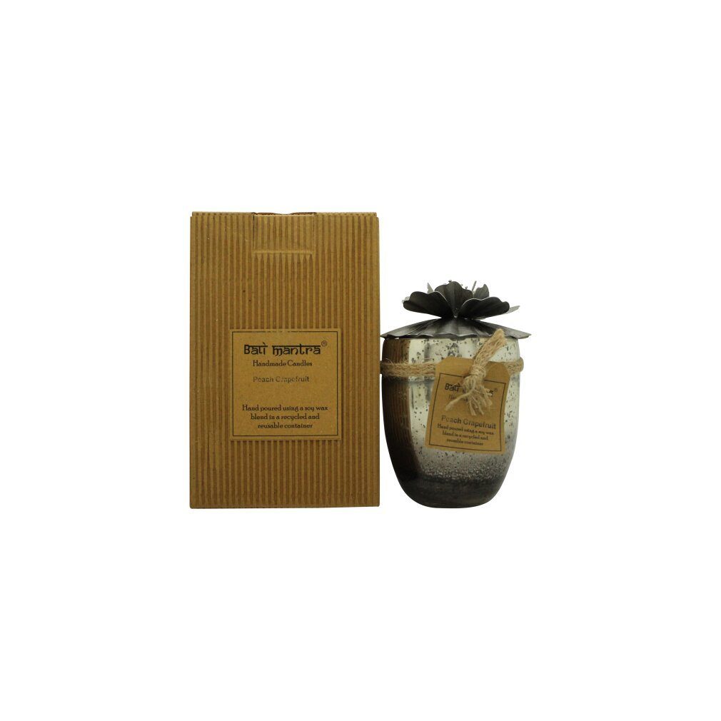 Mantra Duftkerze Hibiscus Glass Silver Candle 500g - Peach Grapefruit