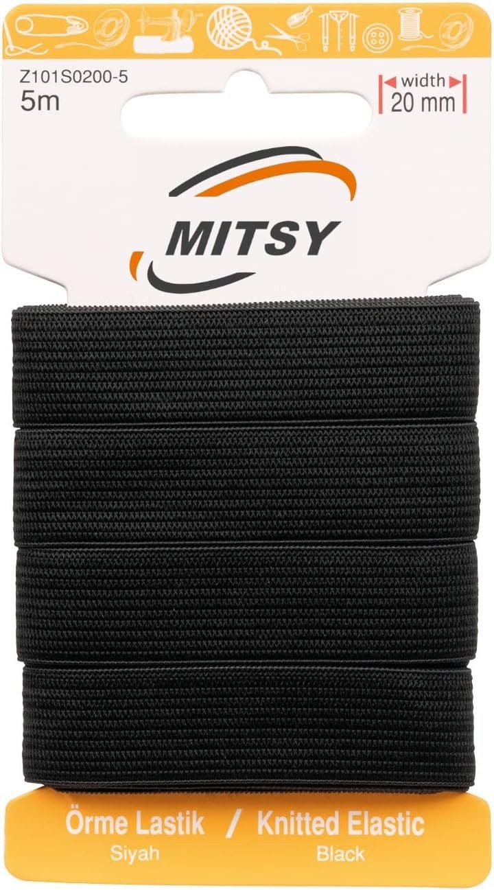 MITSY Gummibänder elastisches Gummiband 1,5/3/5/6/8/10/20/30 mm Gummilitze 5/10/25/100 m, Reißfest, Stark für Kleidung & DIY, ISO 9001/14001/OHSAS zertifiziert