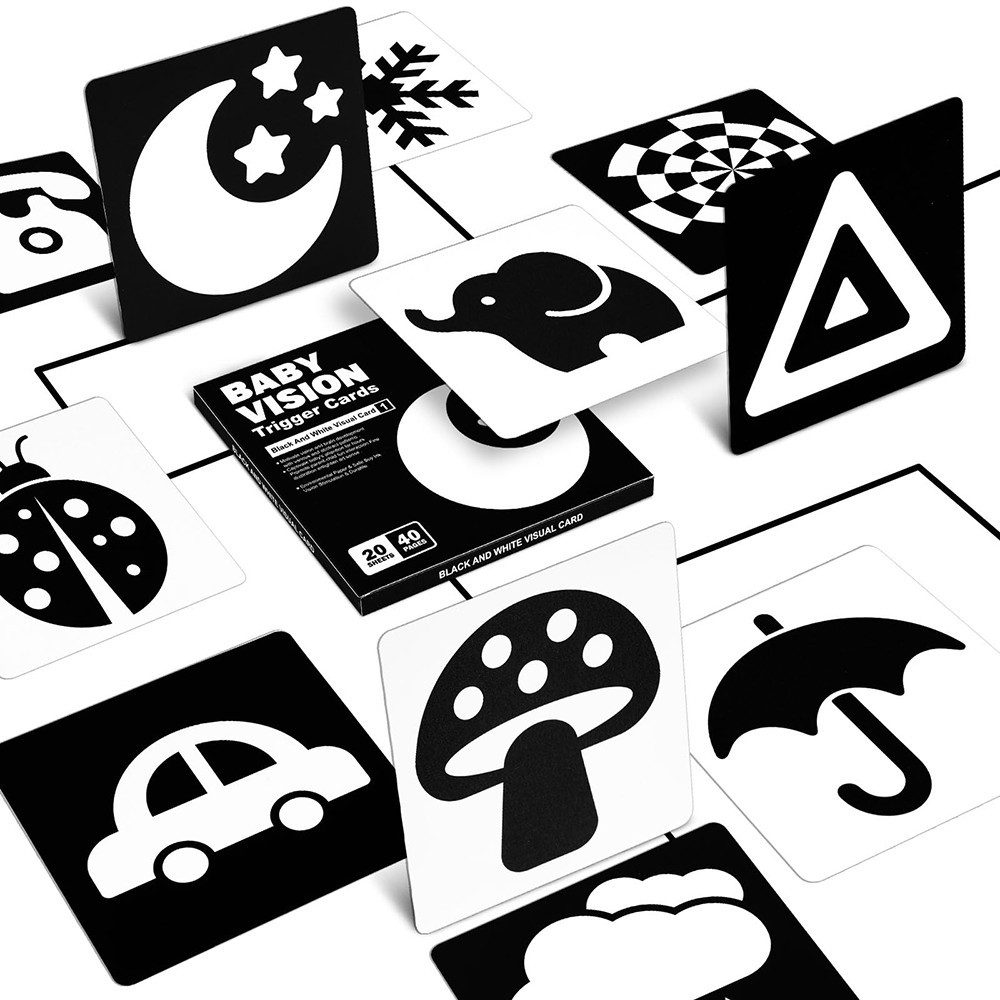 CLTYQ Lernspielzeug Sensory Toys Karten,20 Schwarz & Weiße Lernkarten für K günstig online kaufen