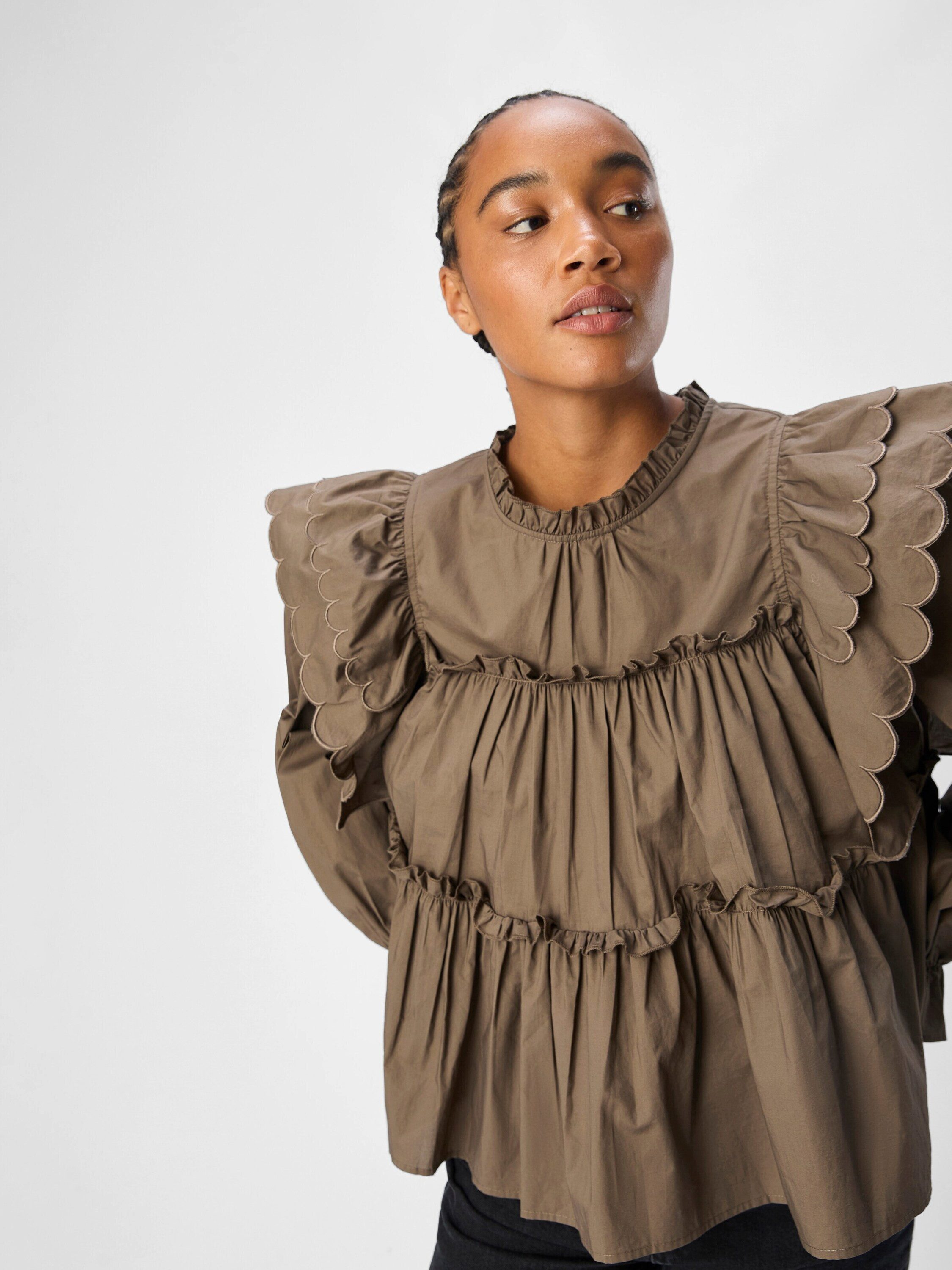 Object Langarmbluse OBJHope (1-tlg) Rüschen