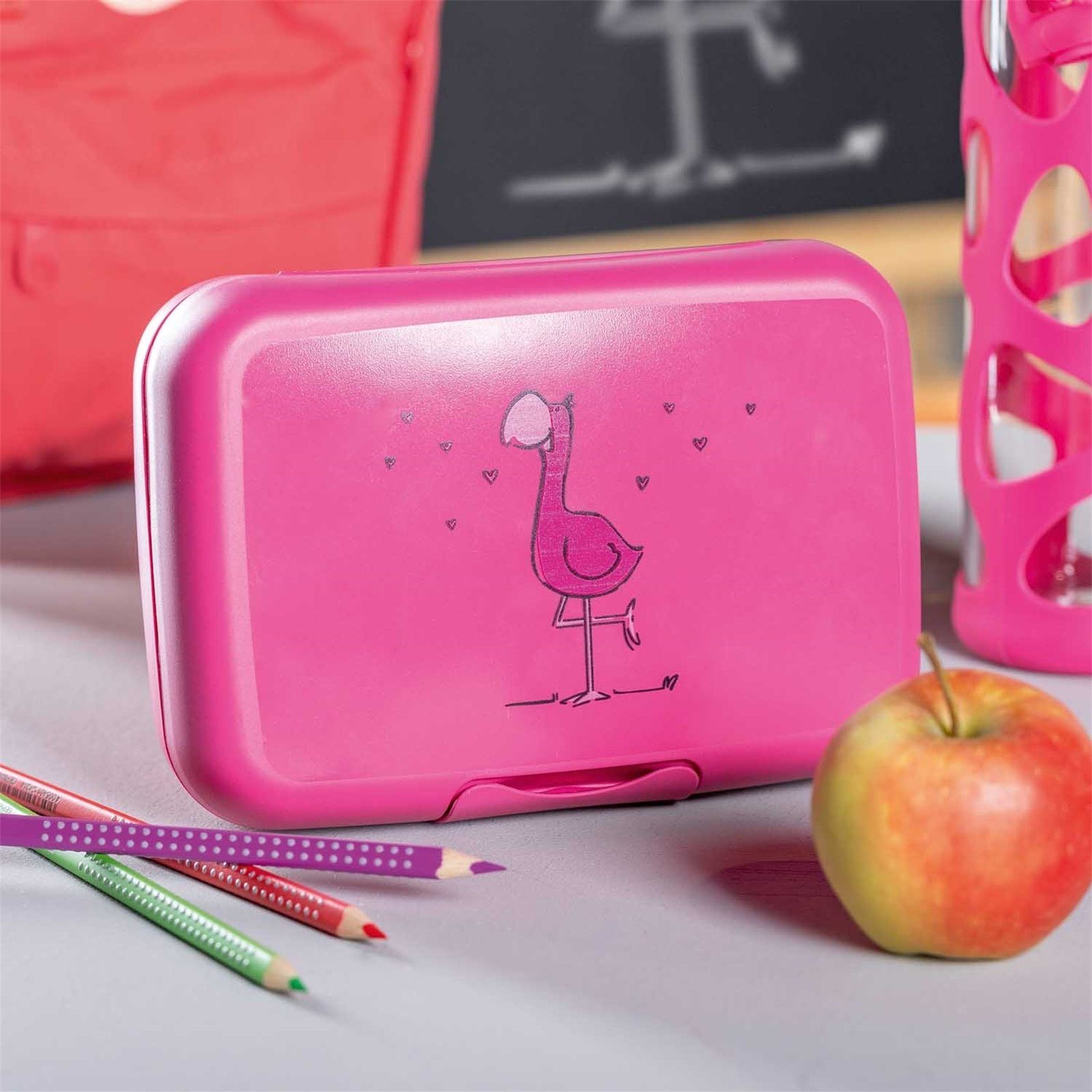 BAMBINI Lunchbox Brotdose Lunchbox Flamingo, LEONARDO Kunststoff, (1-tlg),