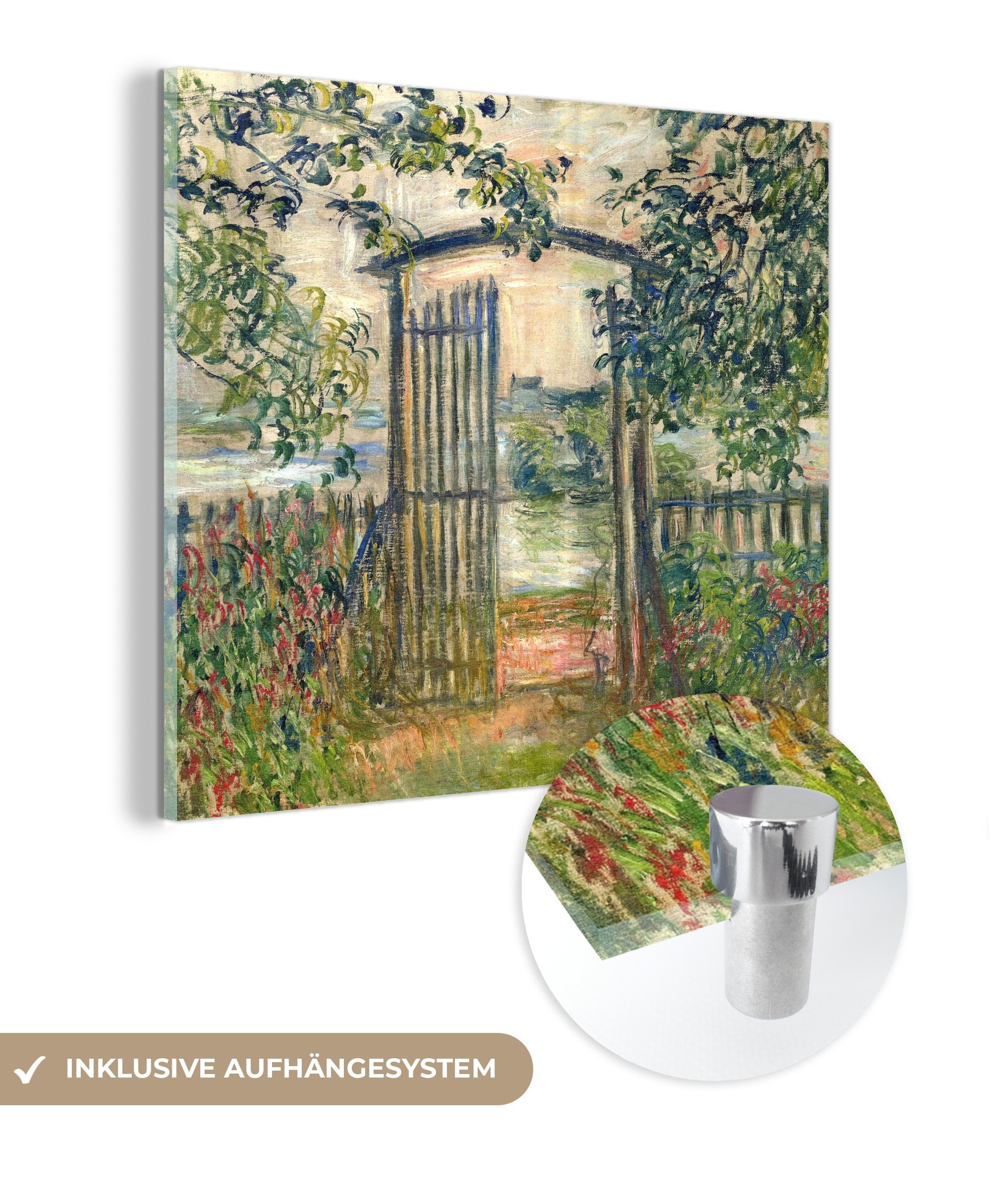 Gartentor Glas Monet, - Wandbild Foto Vétheuil - St), auf Claude Das in - Glasbilder Acrylglasbild Wanddekoration Bilder (1 - auf Glas MuchoWow