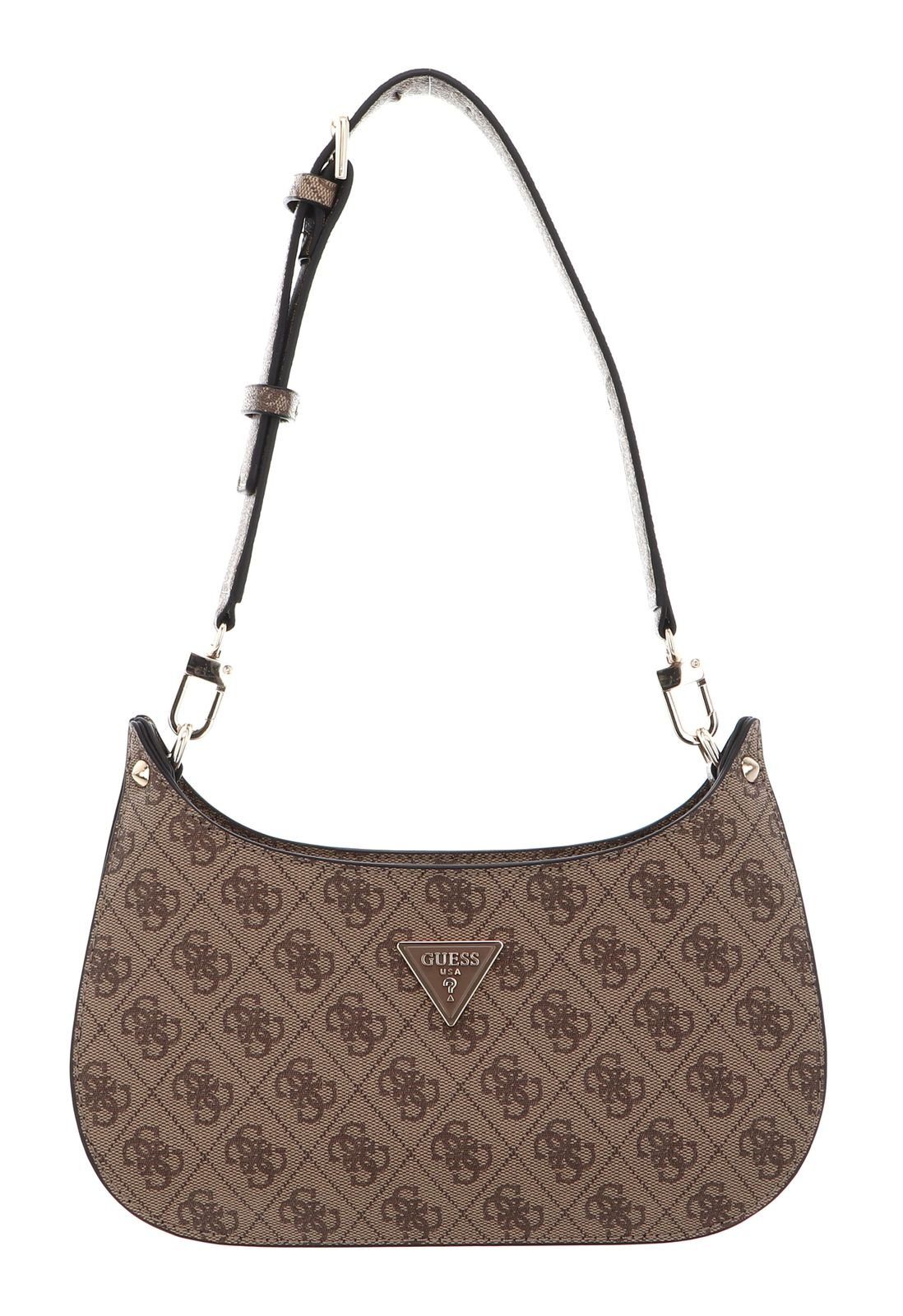 GUESS Evelune Damen-Schultertasche – Aus Kunstleder, Mit Reißverschluss, Pfingstrosen-Print, Anthrazit
