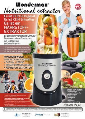 Best Direct® Standmixer Wondermax® Nutritional Extractor, 220 W, Smoothie Maker - Nährstoff-Extractor mit Trinkbecher