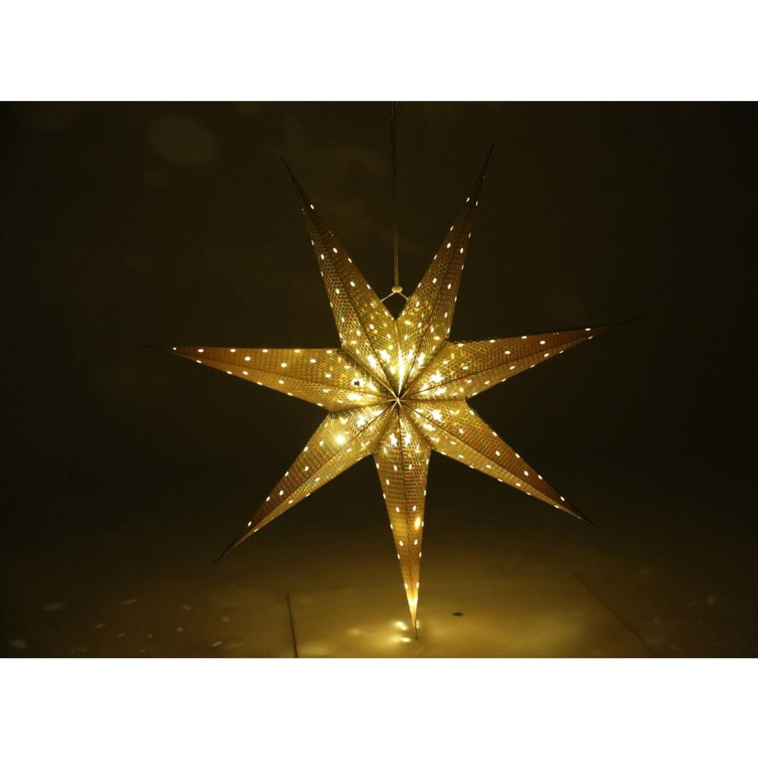 BURI Kugelleuchte Gold Weihnachtsstern zum Aufhängen Silber leuchtend LED 60cm Winter