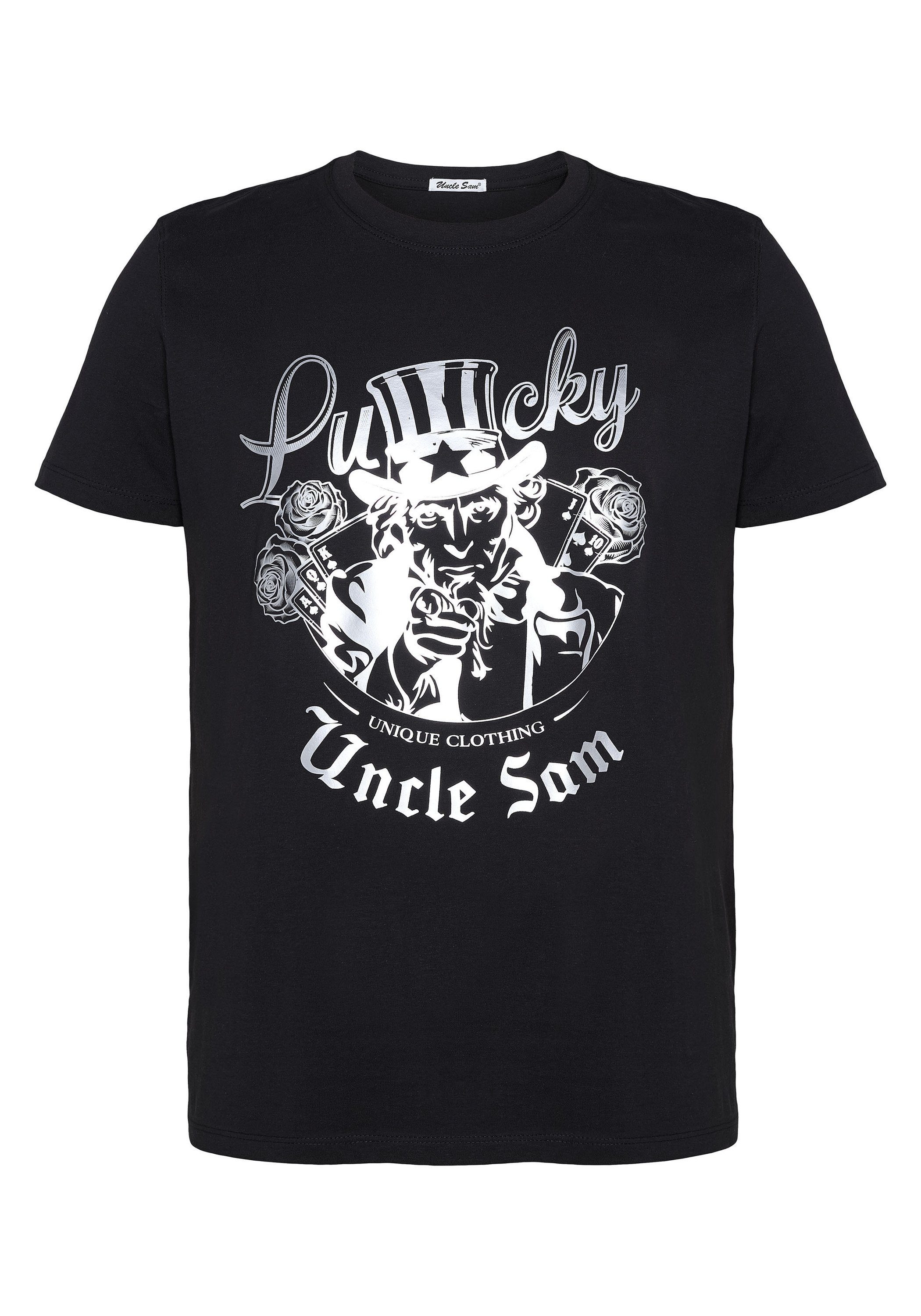 Uncle Sam Print-Shirt Deep mit 19-3911 Black Frontprint