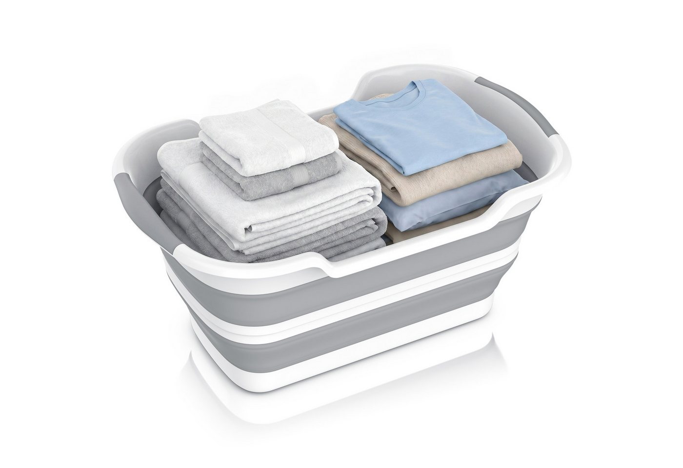 BEARWARE Wäschekorb Faltbarer Wäschekorb 26 l, Wäschewanne mit gummierten Griffen (1 St), faltbar von 27 auf 7 cm, wasserdicht, über 70% Platzersparnis