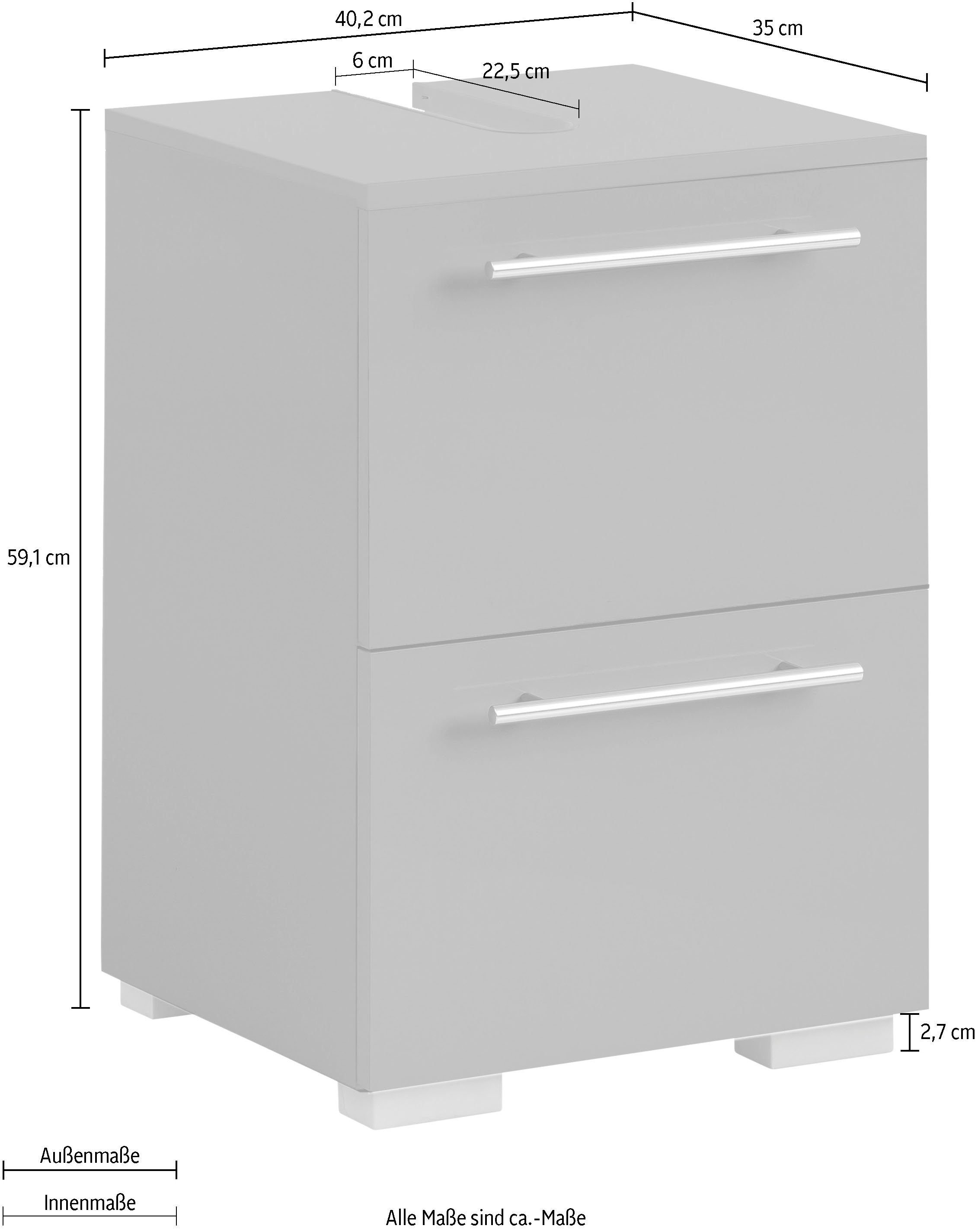 welltime Waschbeckenunterschrank Carlos, Waschbeckenunterschrank, Made in Germany, B: 40 cm Solide Verarbeitung - Dieses Produkt ist in Deutschland gefertigt – Bild 3 von 4