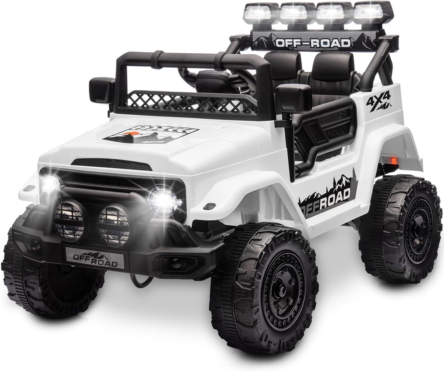 Hausprofi Elektro-Kinderauto Elektroauto Kinder-Jeep für ab 3 Jahren, mit 2,4G Fernbedienung, LED, Bluetooth, Musik, 3-5 km/h