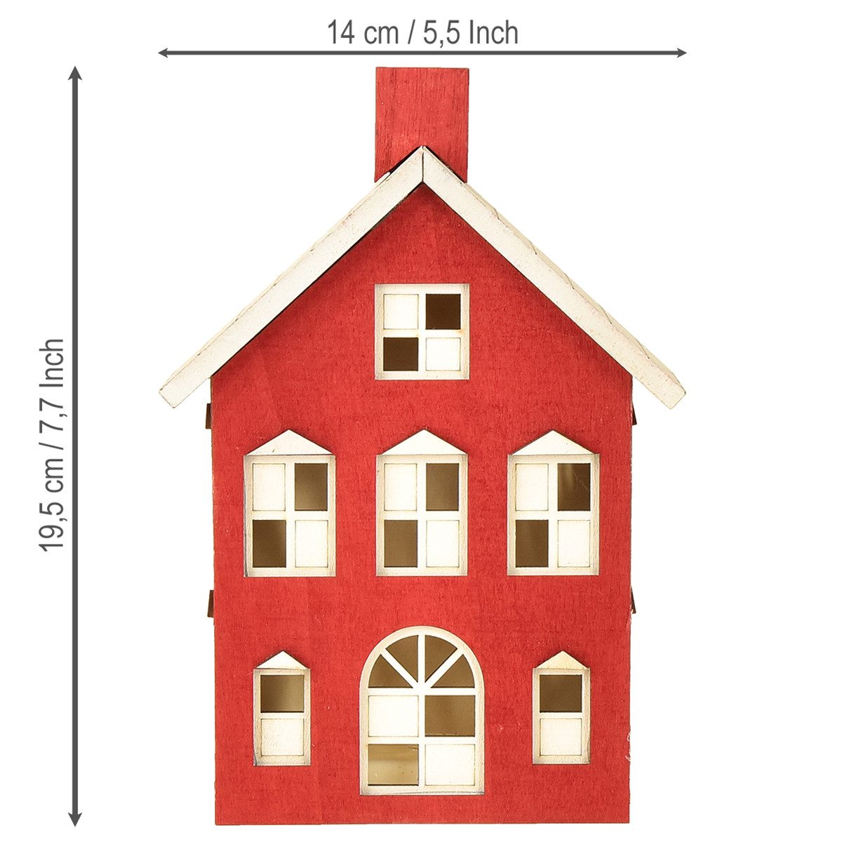 Viana Weihnachtsmann Holzhaus Deko Lichthaus Batterie Weihnachtsdeko Rotweiß H19,5cm