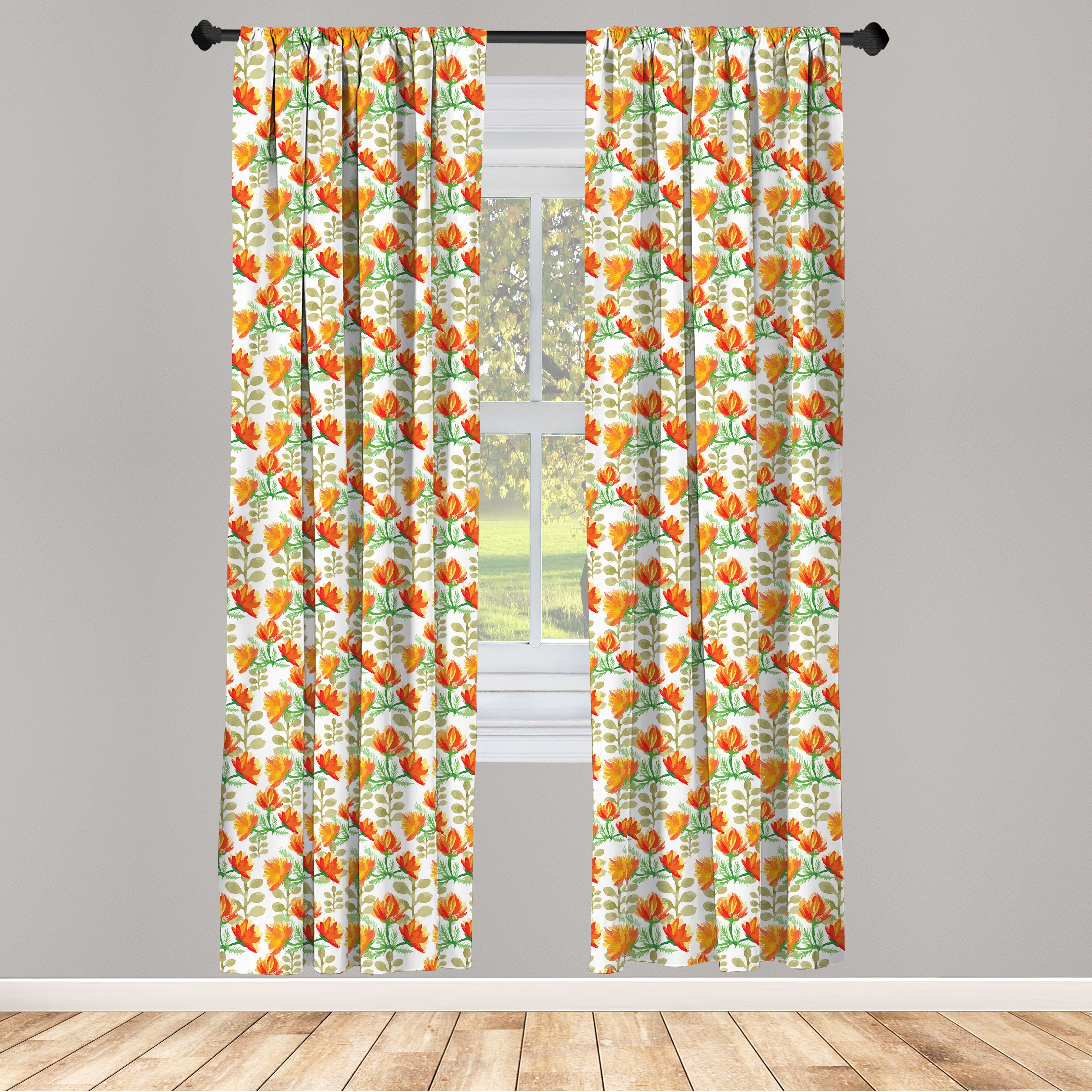 Gardine Vorhang für Wohnzimmer Schlafzimmer Dekor, Abakuhaus, Microfaser, Blumen Garten-Frühling Branchen