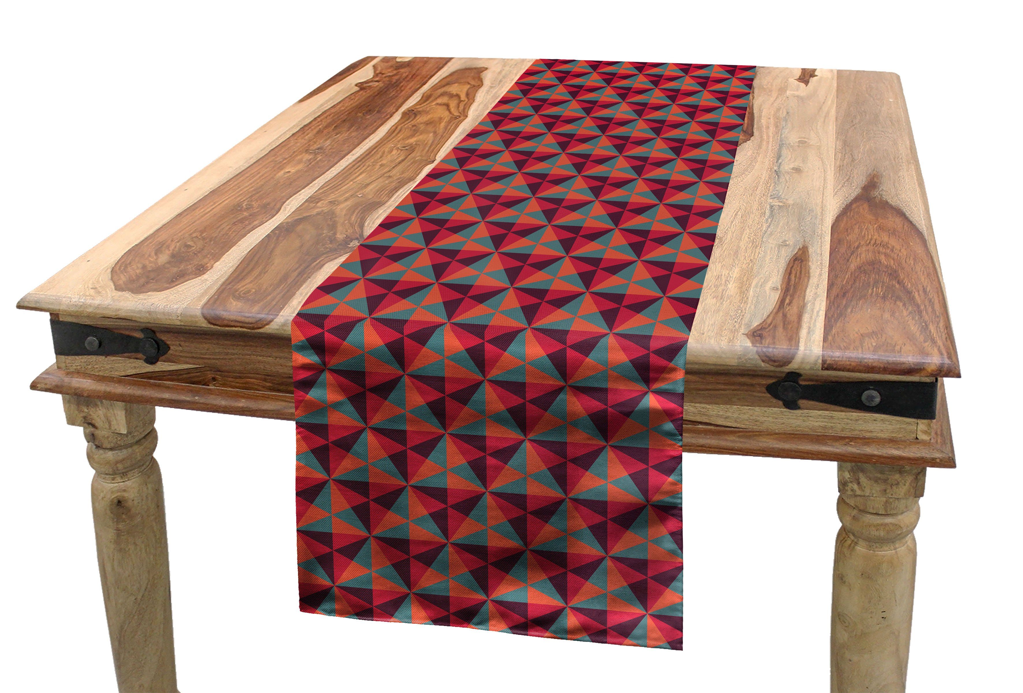 Abakuhaus Tischläufer Esszimmer Küche Rechteckiger Dekorativer Tischläufer, Geometrisch Triangles Mosaik