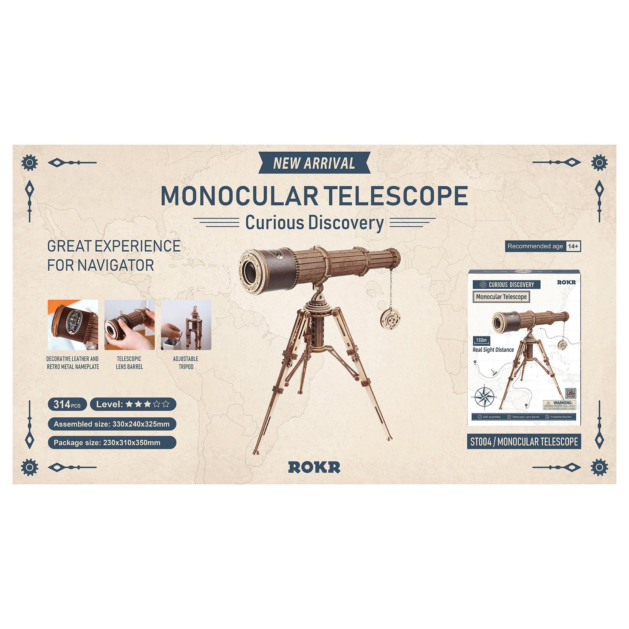 3D-Puzzle Puzzleteile 314 Telescope", ROKR "Monocular Robotime