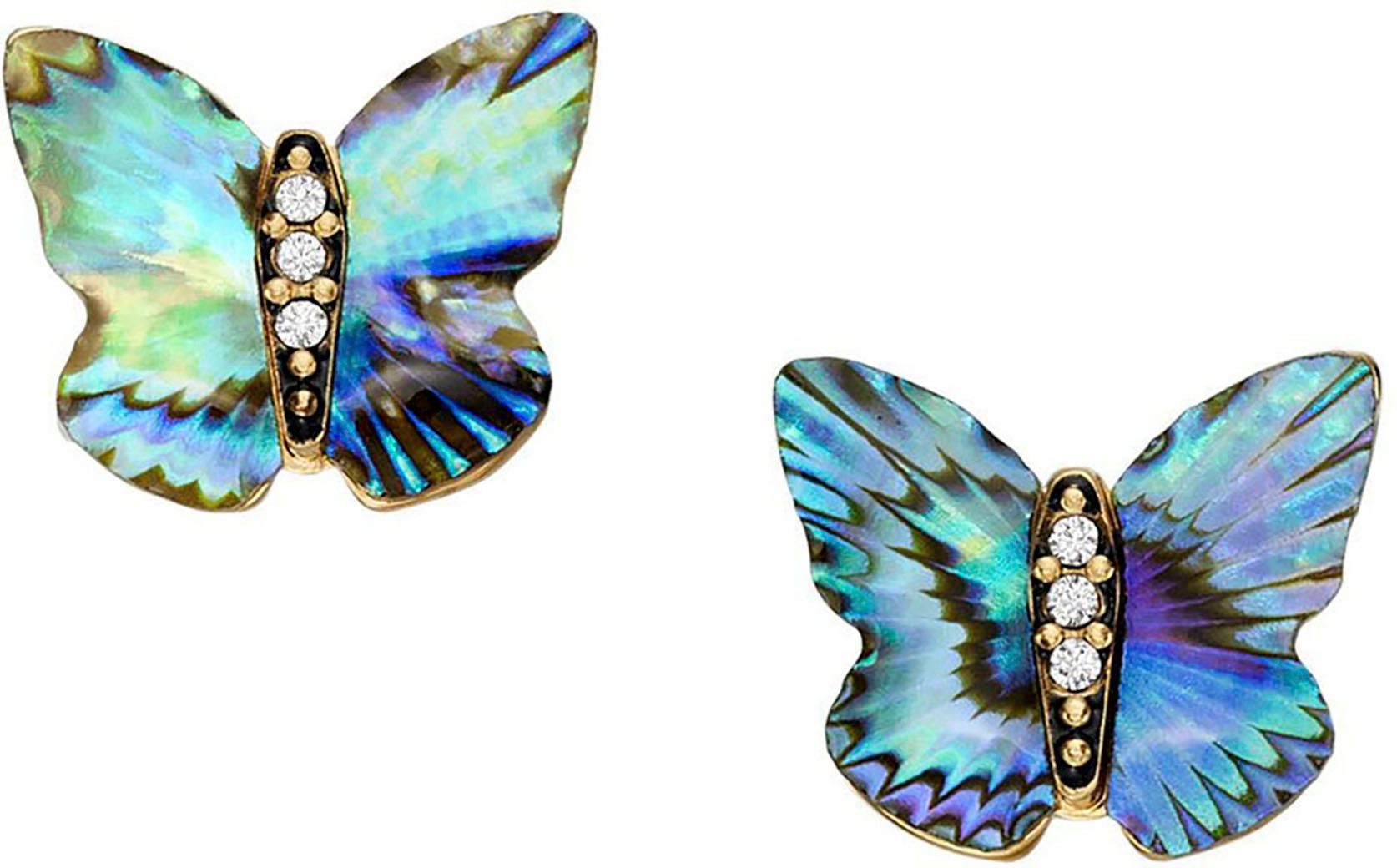 Fossil Paar Ohrstecker Schmuck Edelstahl Ohrringe Sutton Schmetterling, mit Glasstein - mit Abalone-Perlmutt