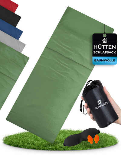Styngard Schlafsackinlett Hüttenschlafsack Baumwolle Ultraleicht [350g] - kleines Packmaß, 100% Baumwolle, Warm und Leicht