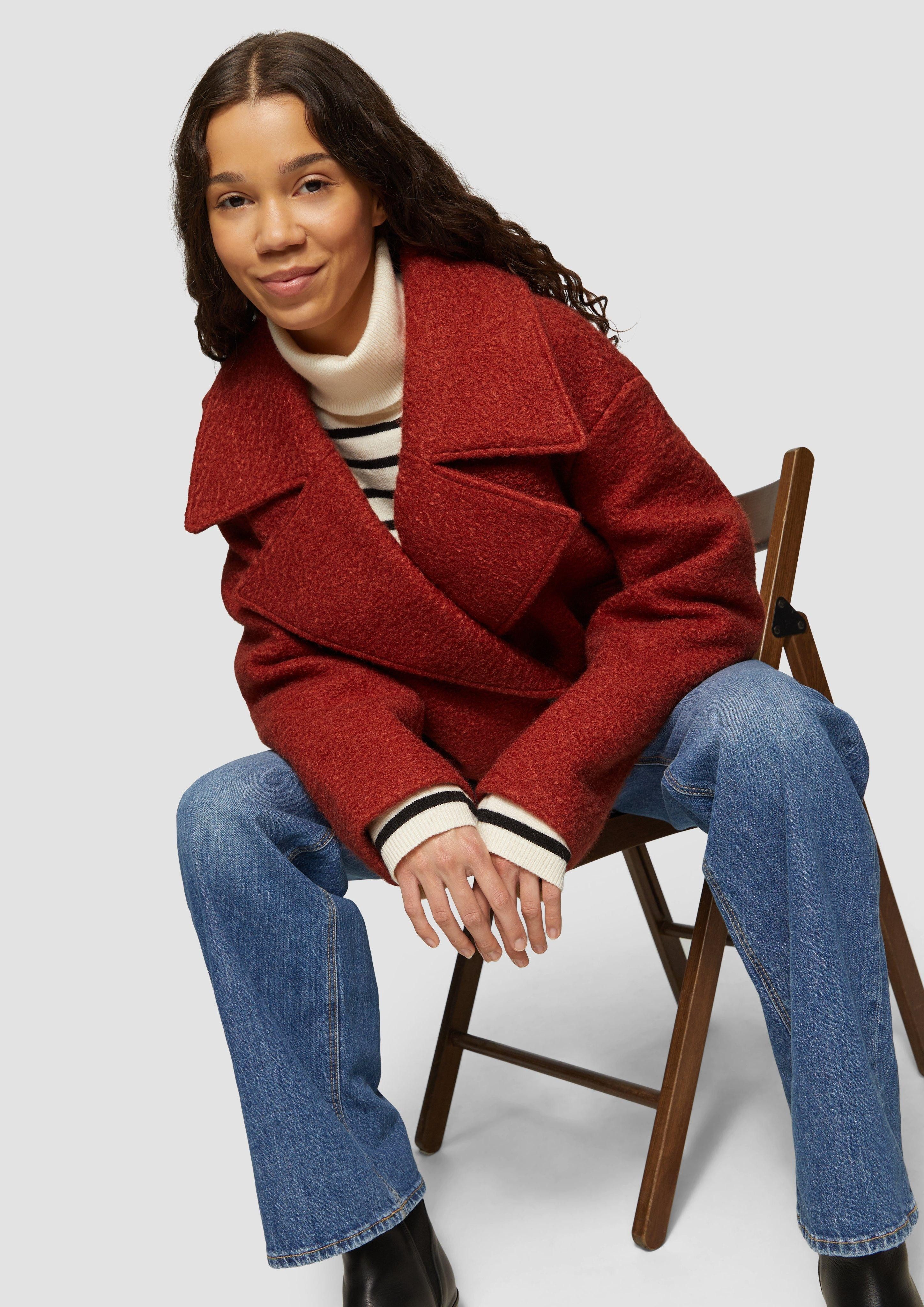 QS Outdoorjacke Oversized Cabanjacke aus Bouclé günstig online kaufen