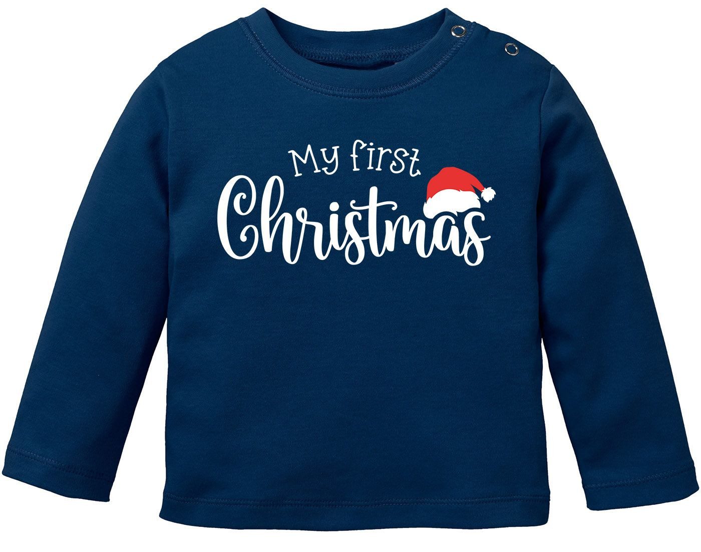 Rundhalsshirt Baby Langarmshirt First Christmas Mein erstes Weihnachten Spruch XMAS