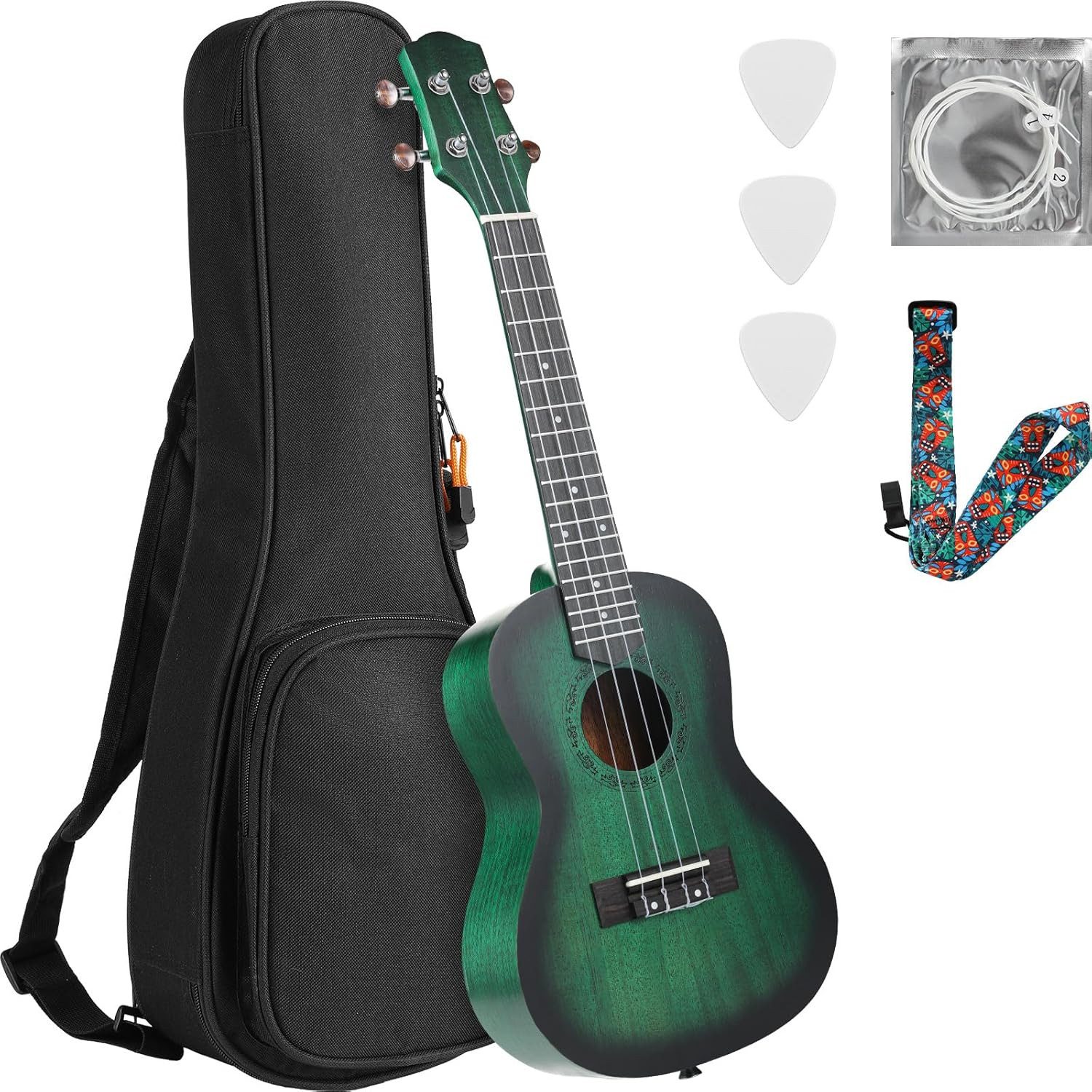 Ukulele mit Gigbag, Gurt